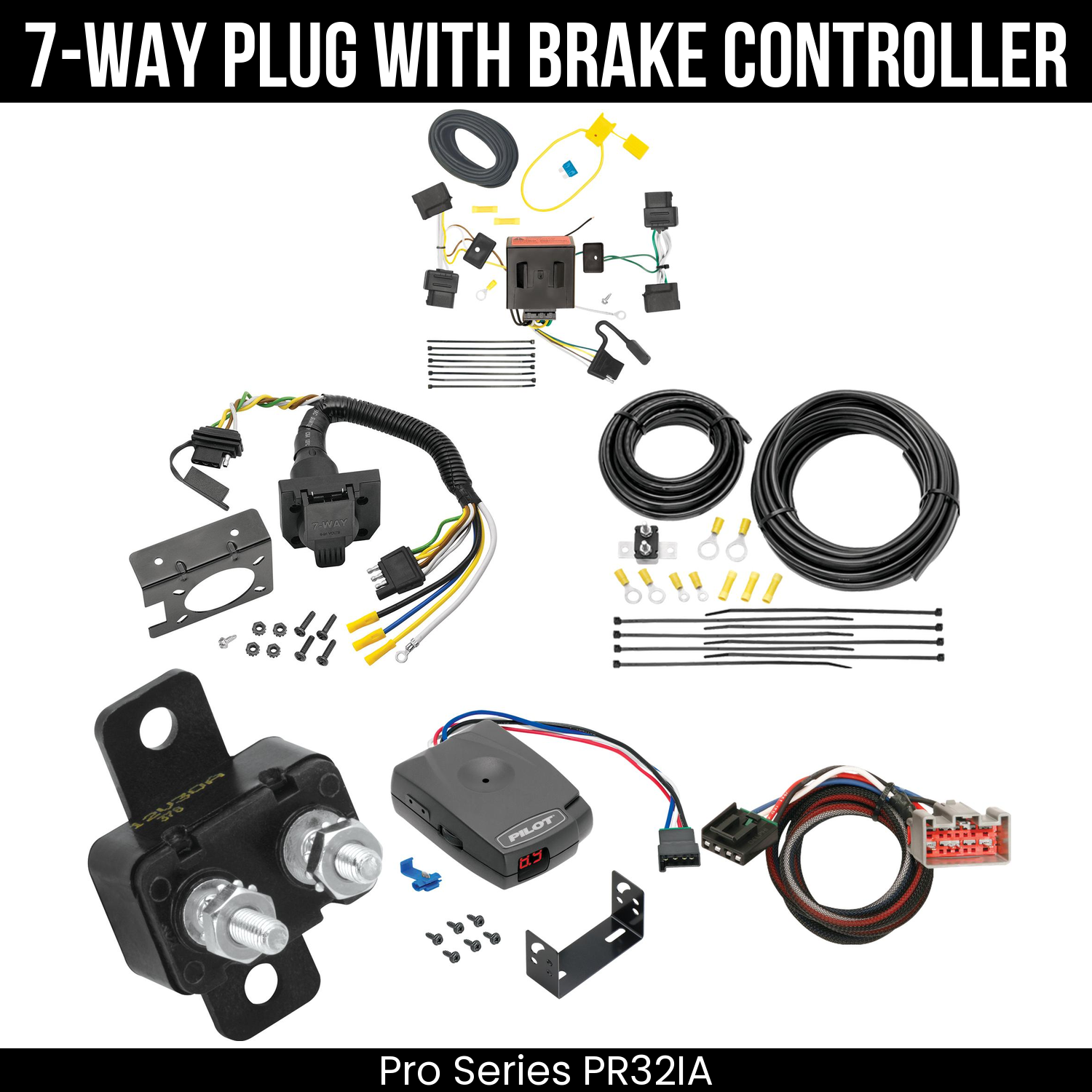 Trailer Wiring 7-Way Plug w/ Bracket , Pro Series Pilot Brake Control