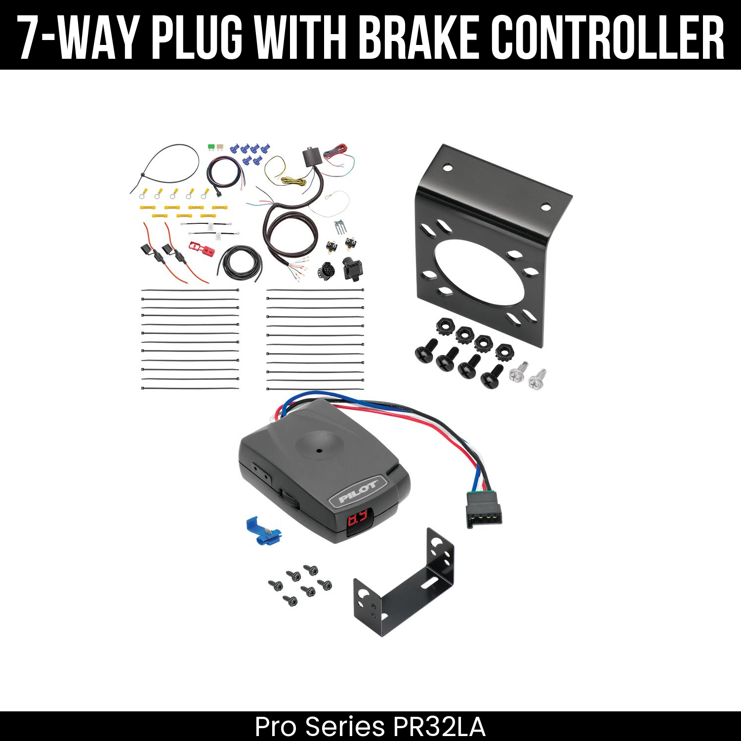 Trailer Wiring 7-Way Plug w/ Bracket , Pro Series Pilot Brake Control