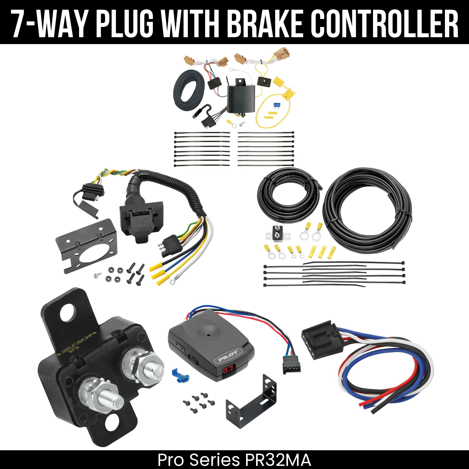 Trailer Wiring 7-Way Plug w/ Bracket , Pro Series Pilot Brake Control