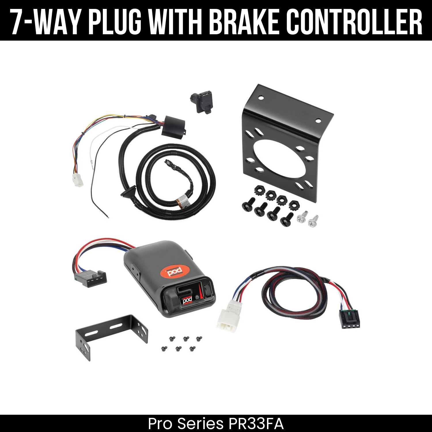 Trailer Wiring 7-Way Plug w/ Bracket , Pro Series POD Brake Control