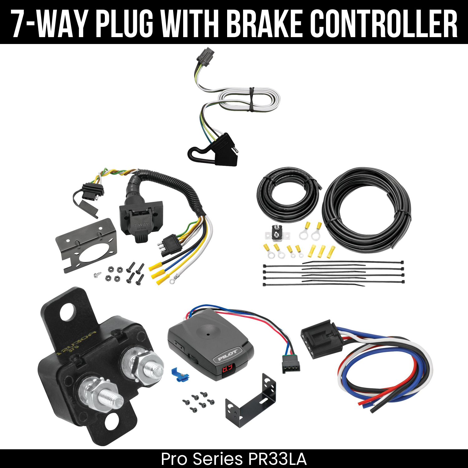 Trailer Wiring 7-Way Plug w/ Bracket , Pro Series Pilot Brake Control