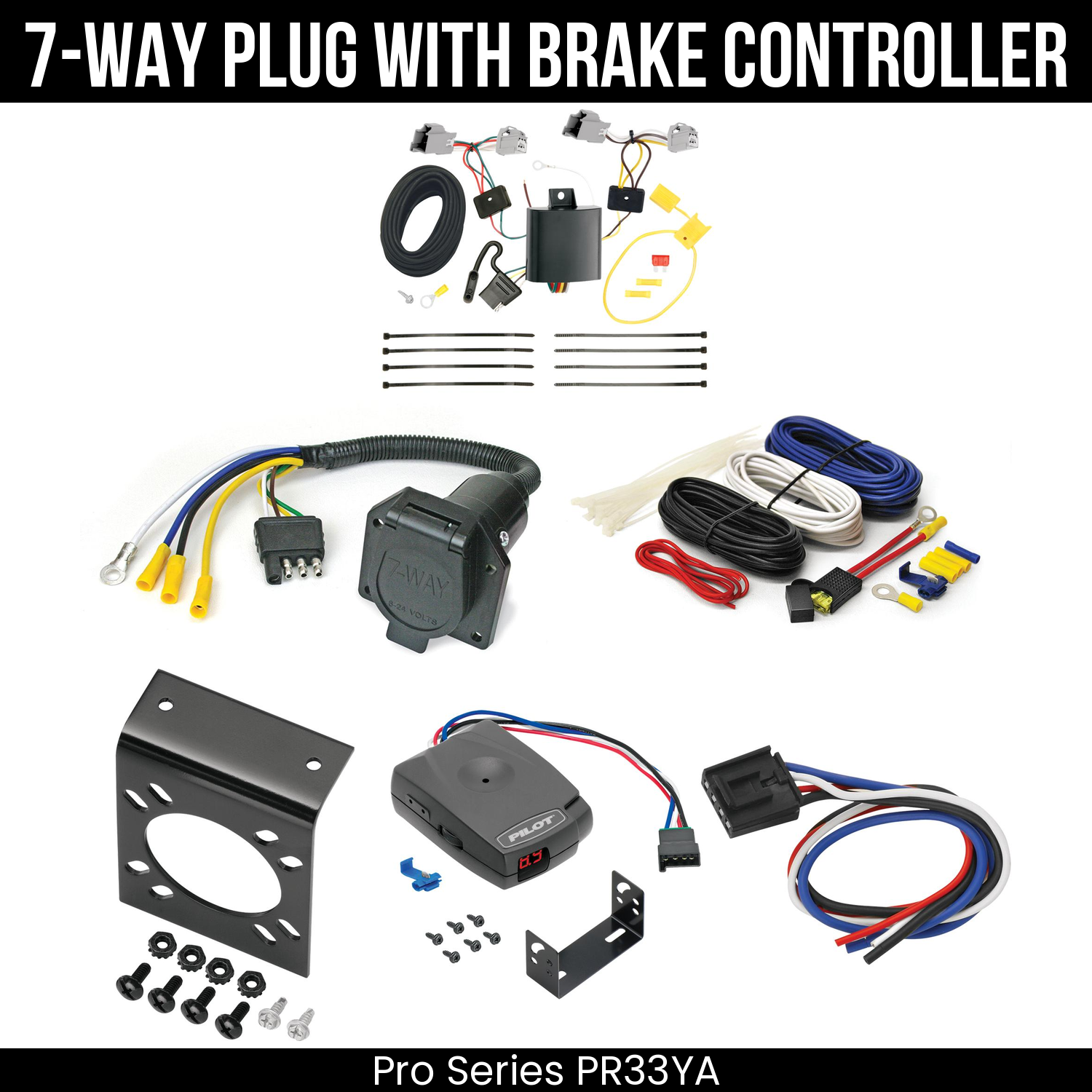 Trailer Wiring 7-Way Economy Plug w/ Bracket , Pro Series Pilot Brake Control