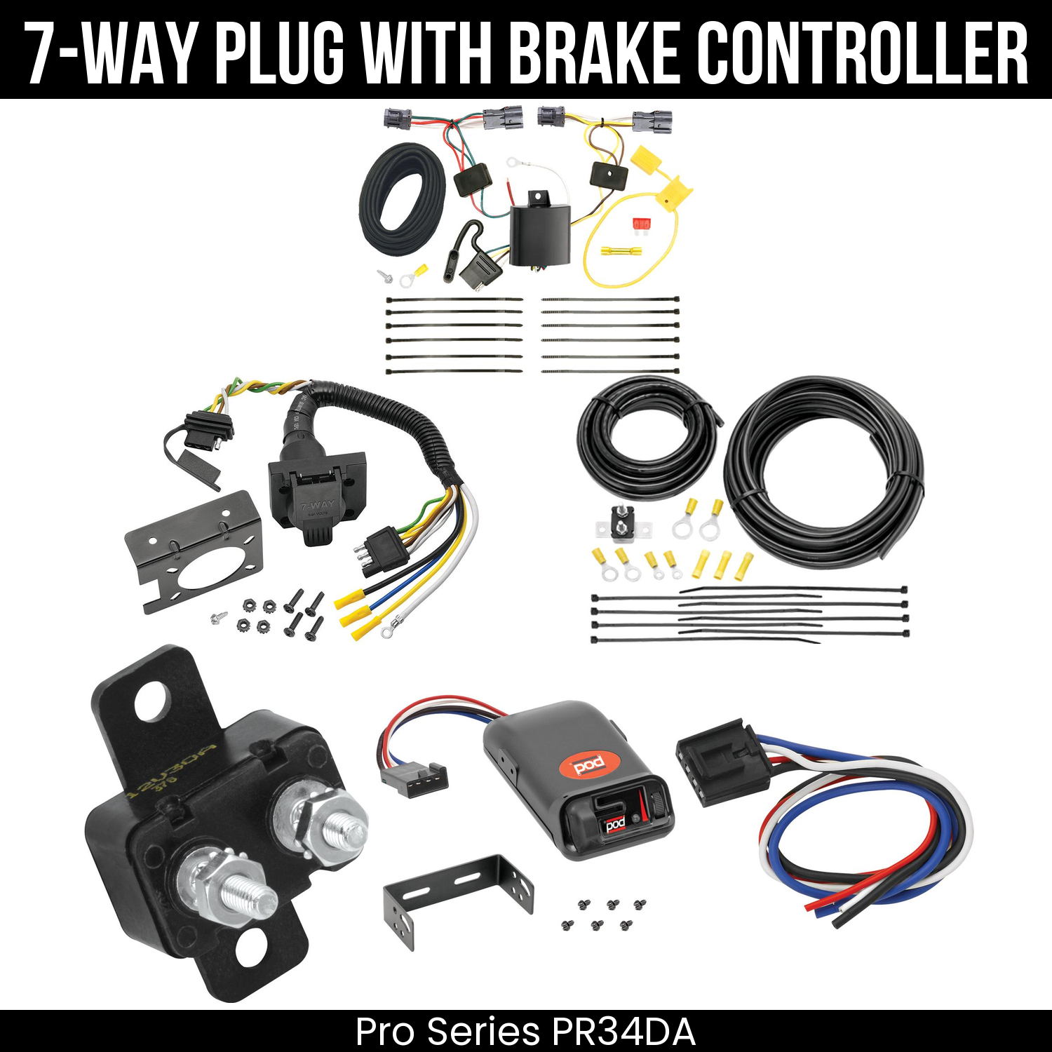 Trailer Wiring 7-Way Plug w/ Bracket , Pro Series POD Brake Control
