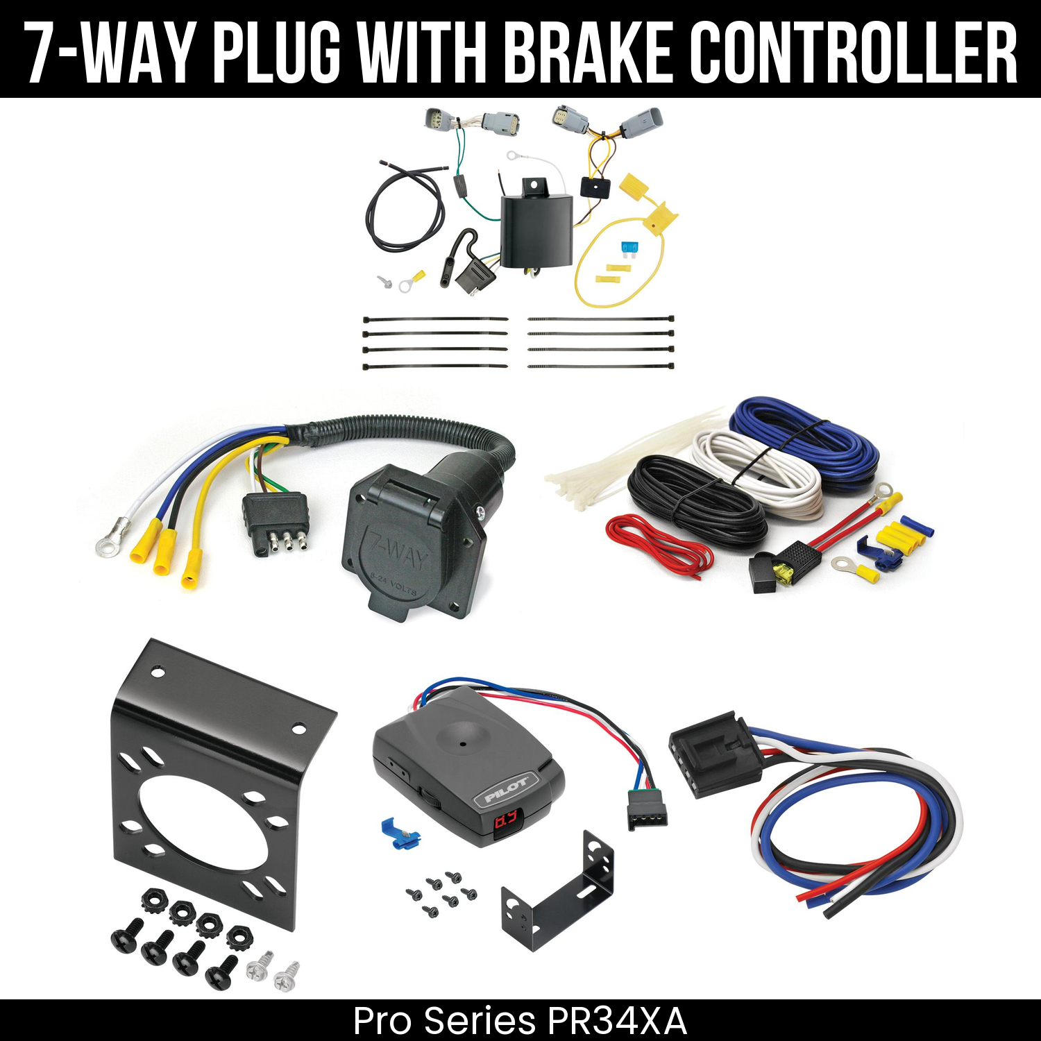 Trailer Wiring 7-Way Economy Plug w/ Bracket , Pro Series Pilot Brake Control