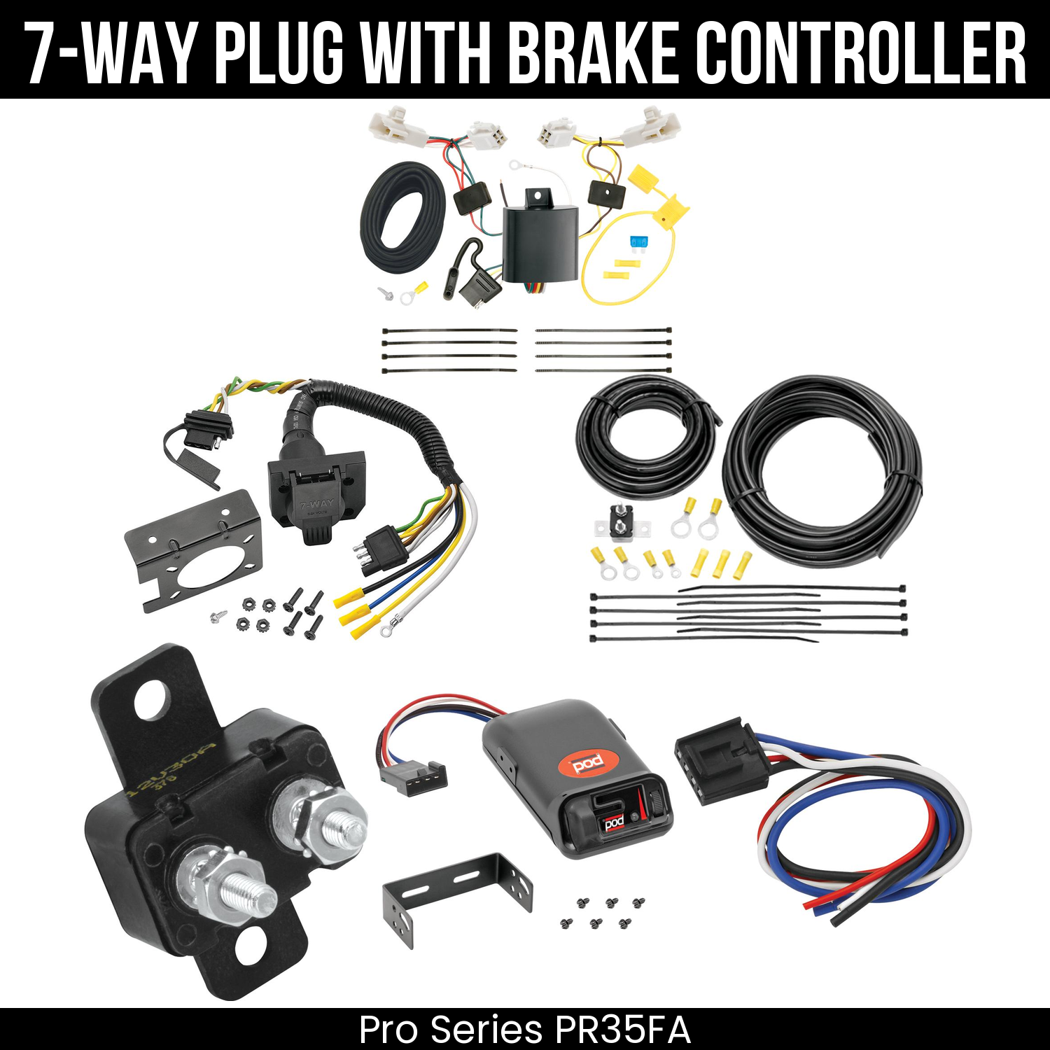 Trailer Wiring 7-Way Plug w/ Bracket , Pro Series POD Brake Control