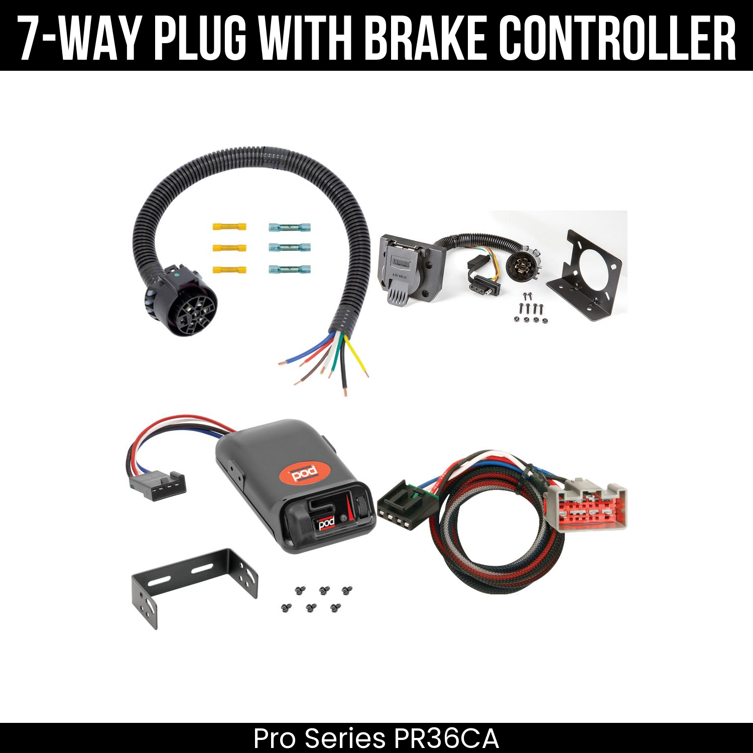 Trailer Wiring 7-Way Plug w/ Bracket , Pro Series POD Brake Control