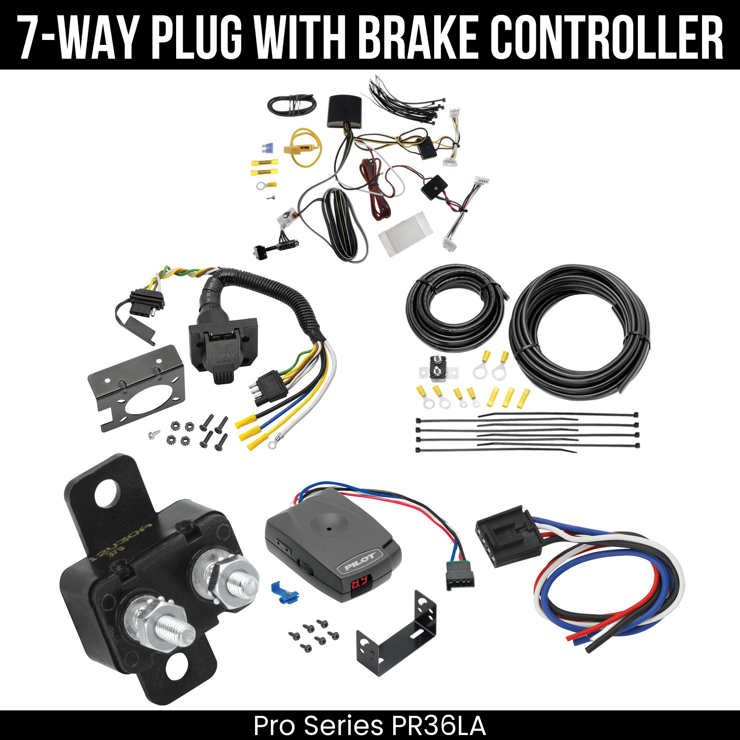 Trailer Wiring 7-Way Plug w/ Bracket , Pro Series Pilot Brake Control