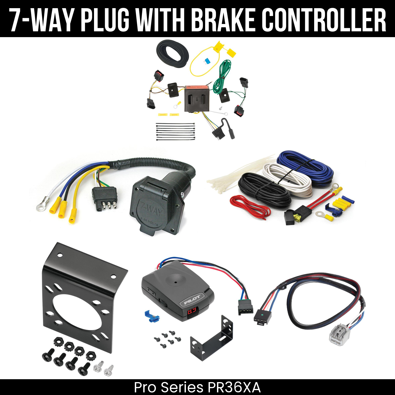 Trailer Wiring 7-Way Economy Plug w/ Bracket , Pro Series Pilot Brake Control