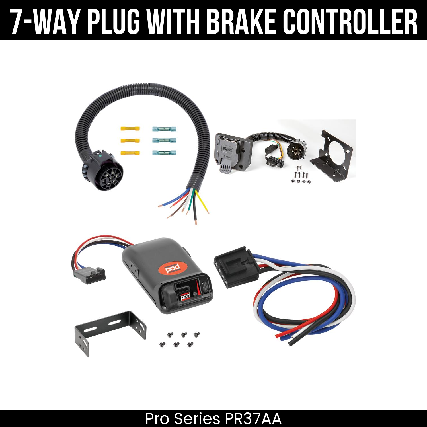Trailer Wiring 7-Way Plug w/ Bracket , Pro Series POD Brake Control
