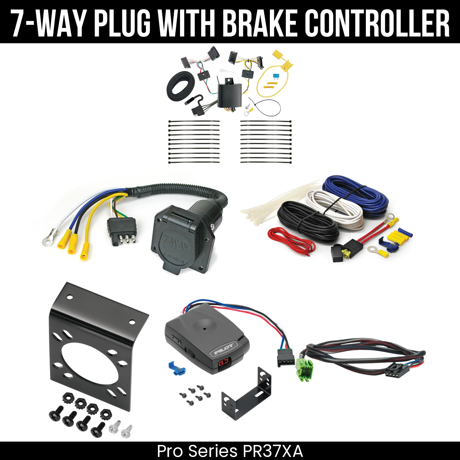 Trailer Wiring 7-Way Economy Plug w/ Bracket , Pro Series Pilot Brake Control