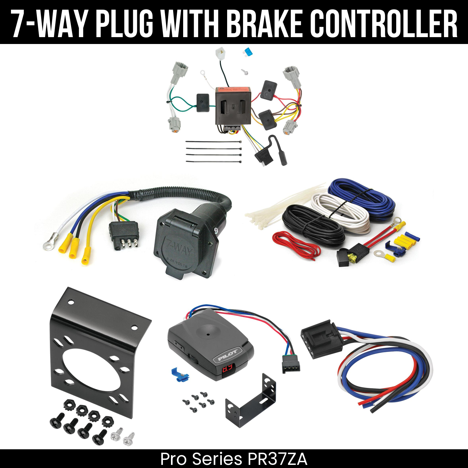 Trailer Wiring 7-Way Economy Plug w/ Bracket , Pro Series Pilot Brake Control