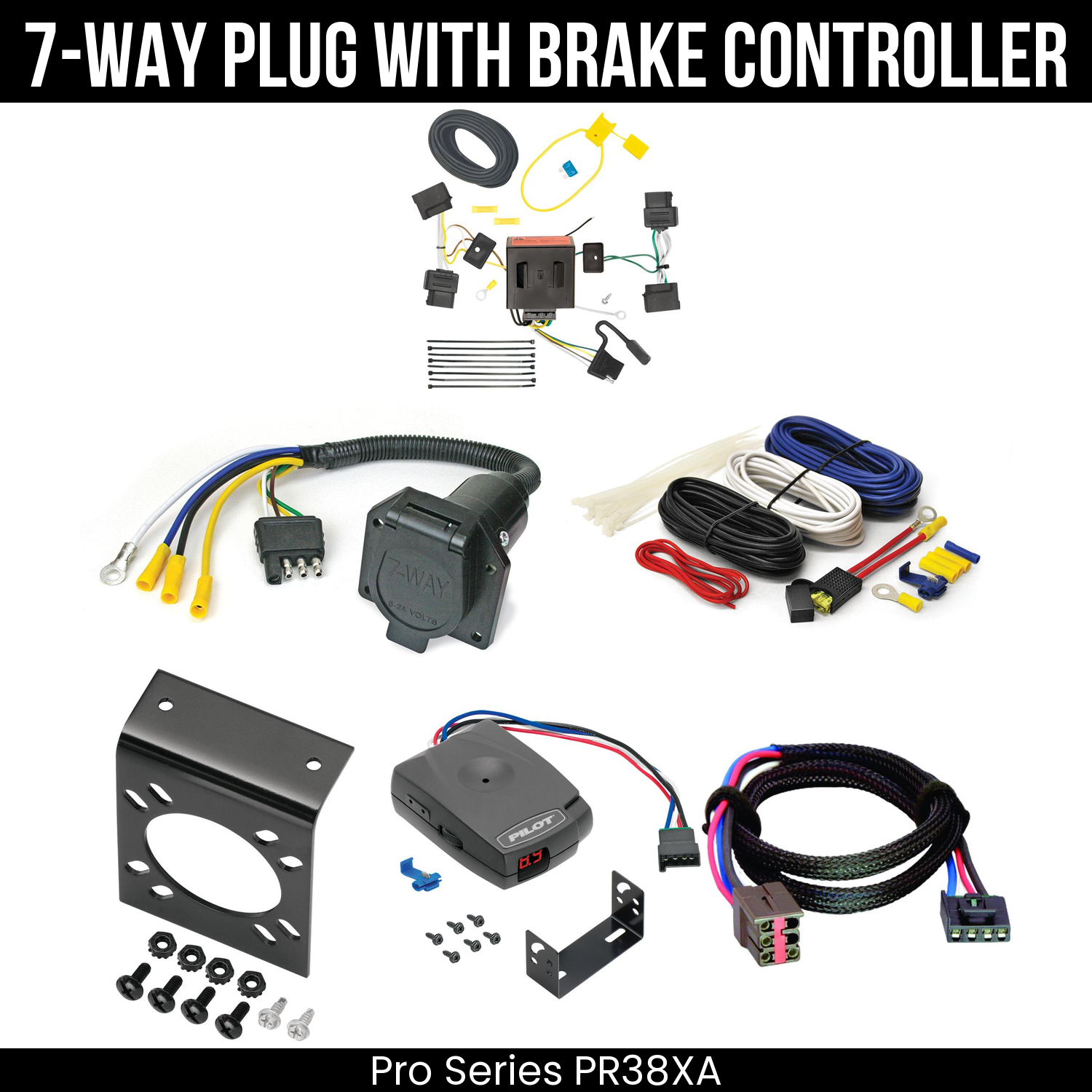 Trailer Wiring 7-Way Economy Plug w/ Bracket , Pro Series Pilot Brake Control