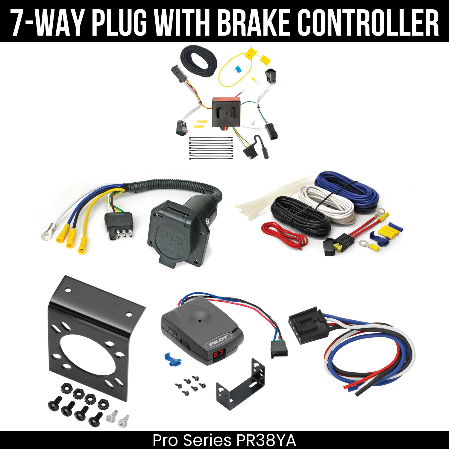 Trailer Wiring 7-Way Economy Plug w/ Bracket , Pro Series Pilot Brake Control