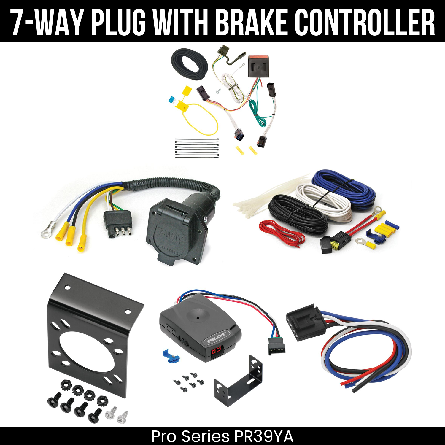 Trailer Wiring 7-Way Economy Plug w/ Bracket , Pro Series Pilot Brake Control