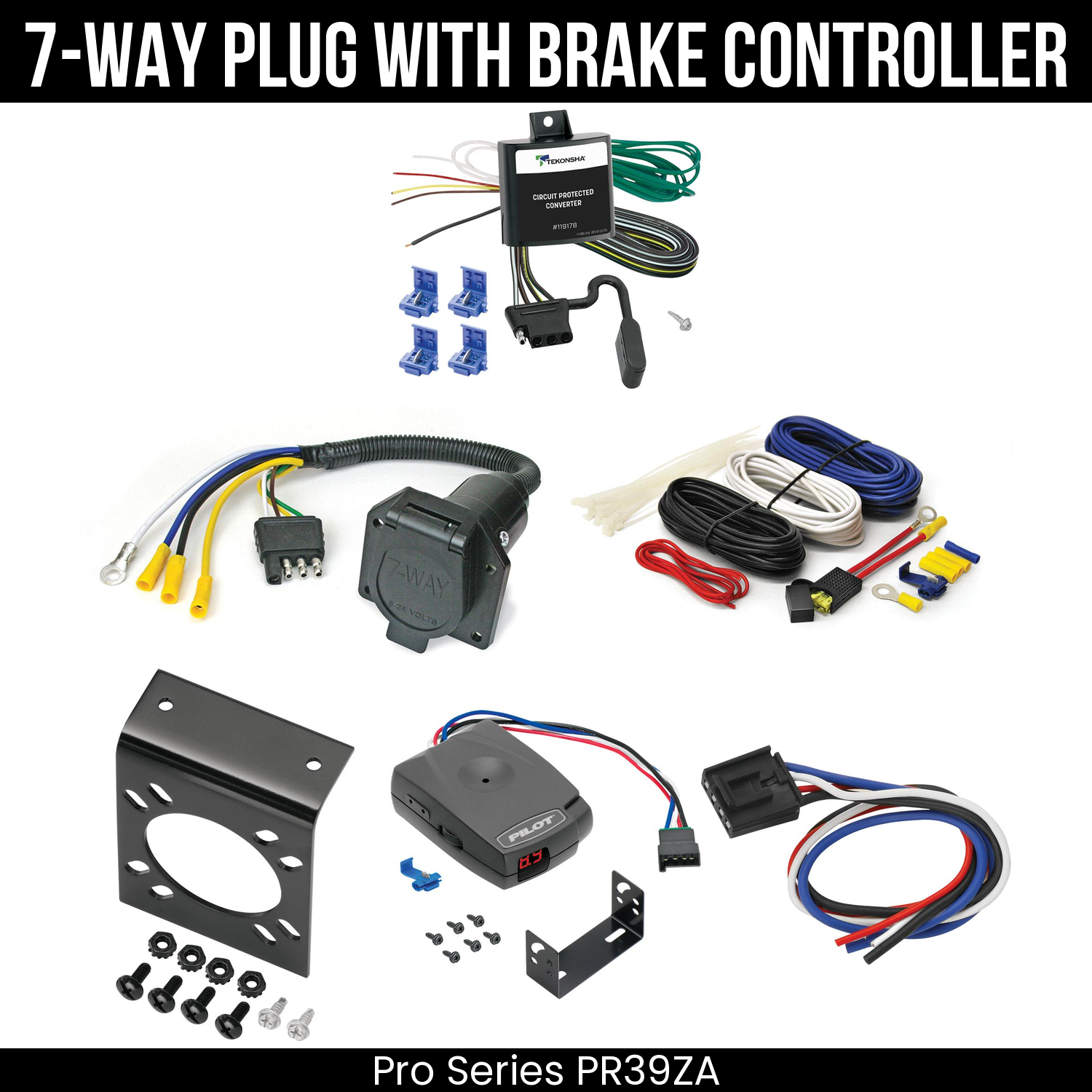 Trailer Wiring 7-Way Economy Plug w/ Bracket , Pro Series Pilot Brake Control