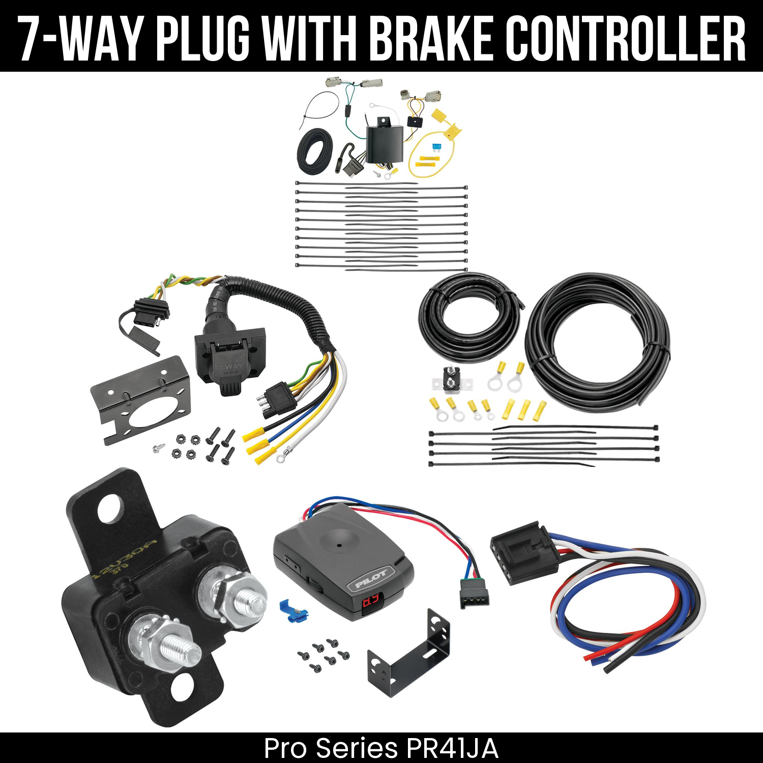 Trailer Wiring 7-Way Plug w/ Bracket , Pro Series Pilot Brake Control