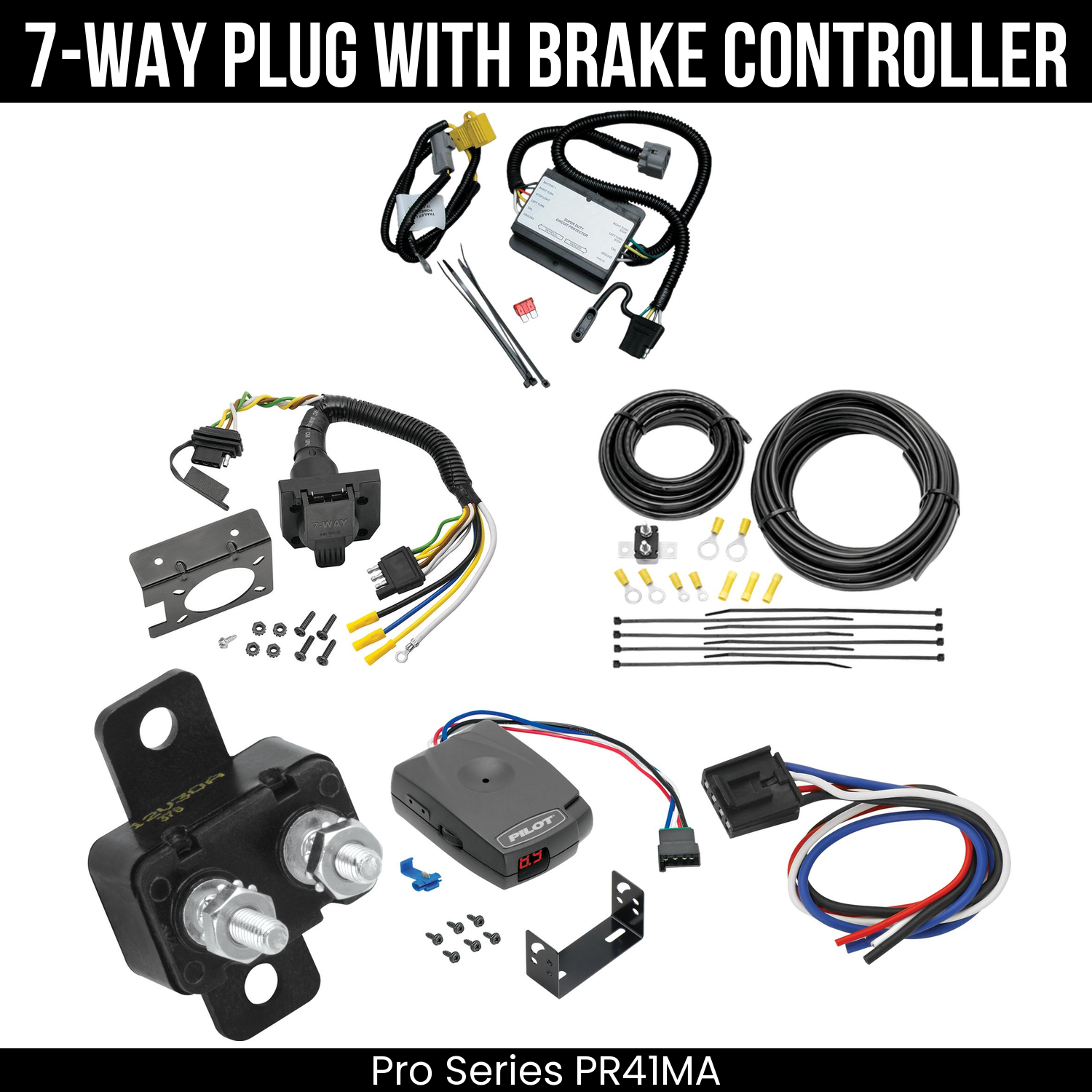 Trailer Wiring 7-Way Plug w/ Bracket , Pro Series Pilot Brake Control