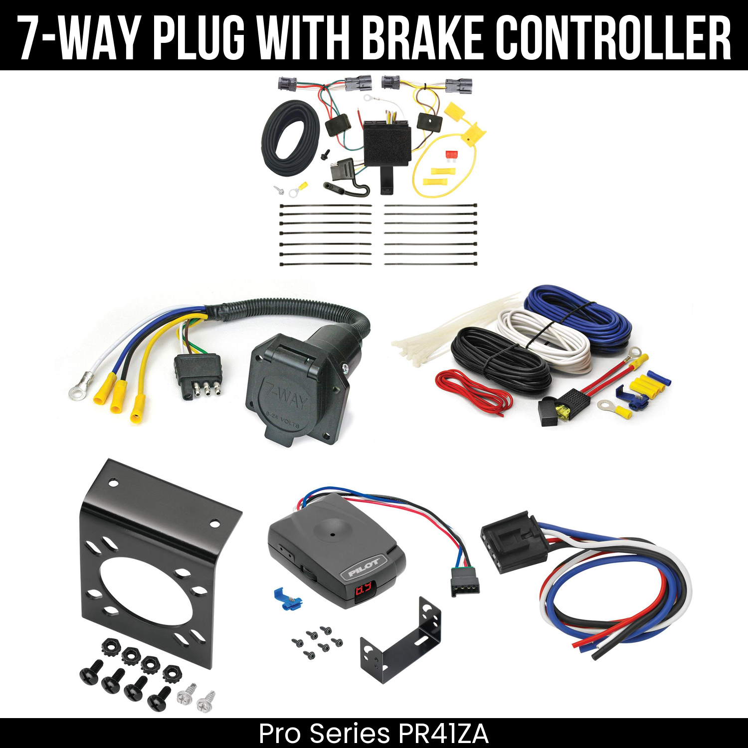 Trailer Wiring 7-Way Economy Plug w/ Bracket , Pro Series Pilot Brake Control