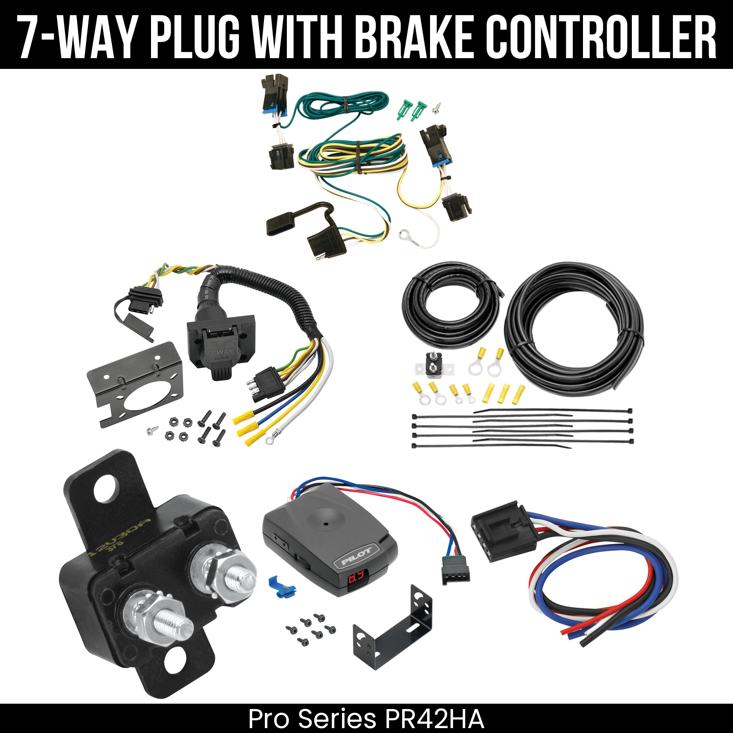 Trailer Wiring 7-Way Plug w/ Bracket , Pro Series Pilot Brake Control