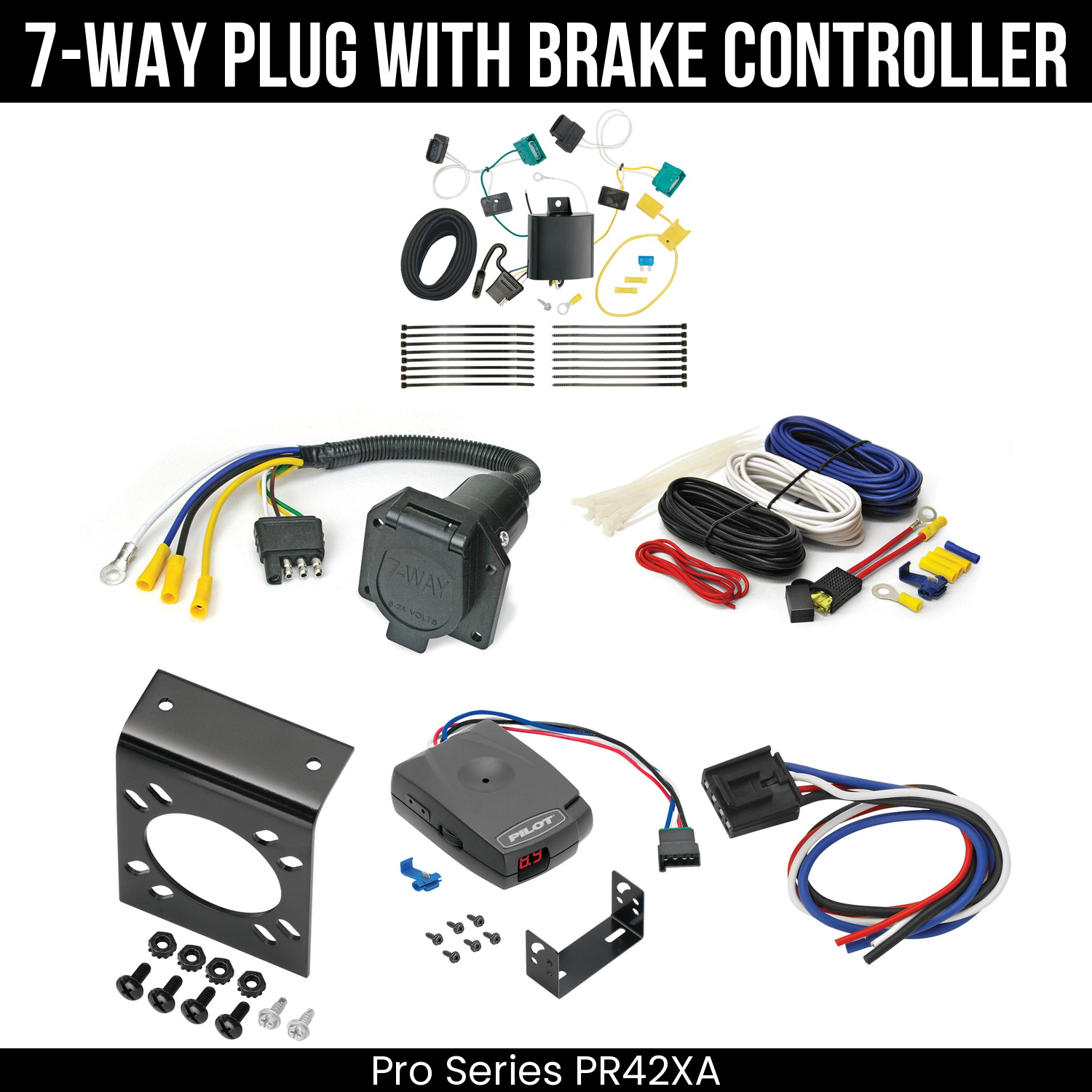 Trailer Wiring 7-Way Economy Plug w/ Bracket , Pro Series Pilot Brake Control