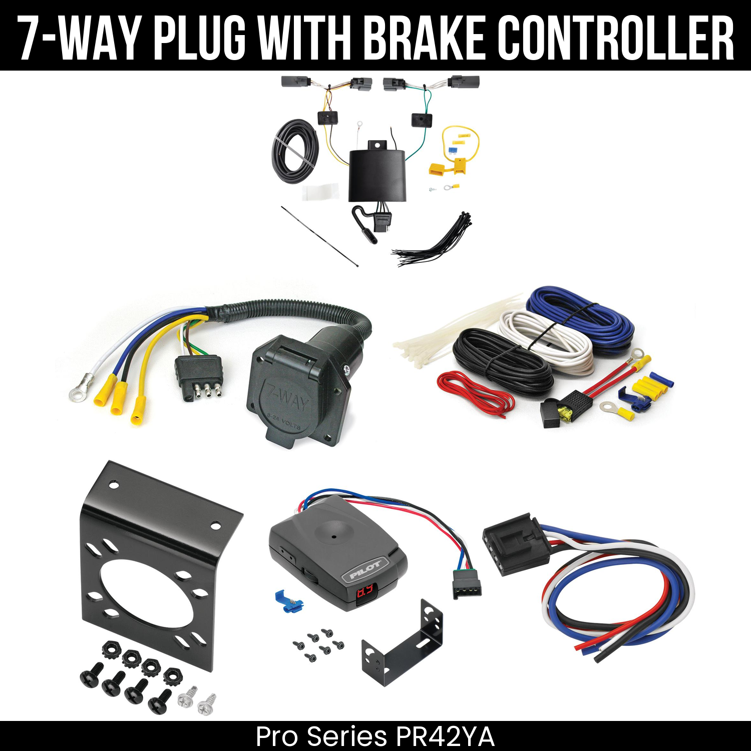 Trailer Wiring 7-Way Economy Plug w/ Bracket , Pro Series Pilot Brake Control