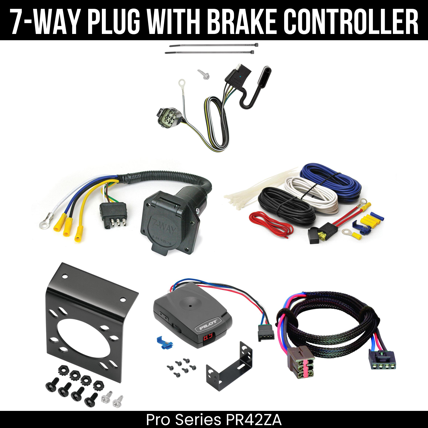 Trailer Wiring 7-Way Economy Plug w/ Bracket , Pro Series Pilot Brake Control