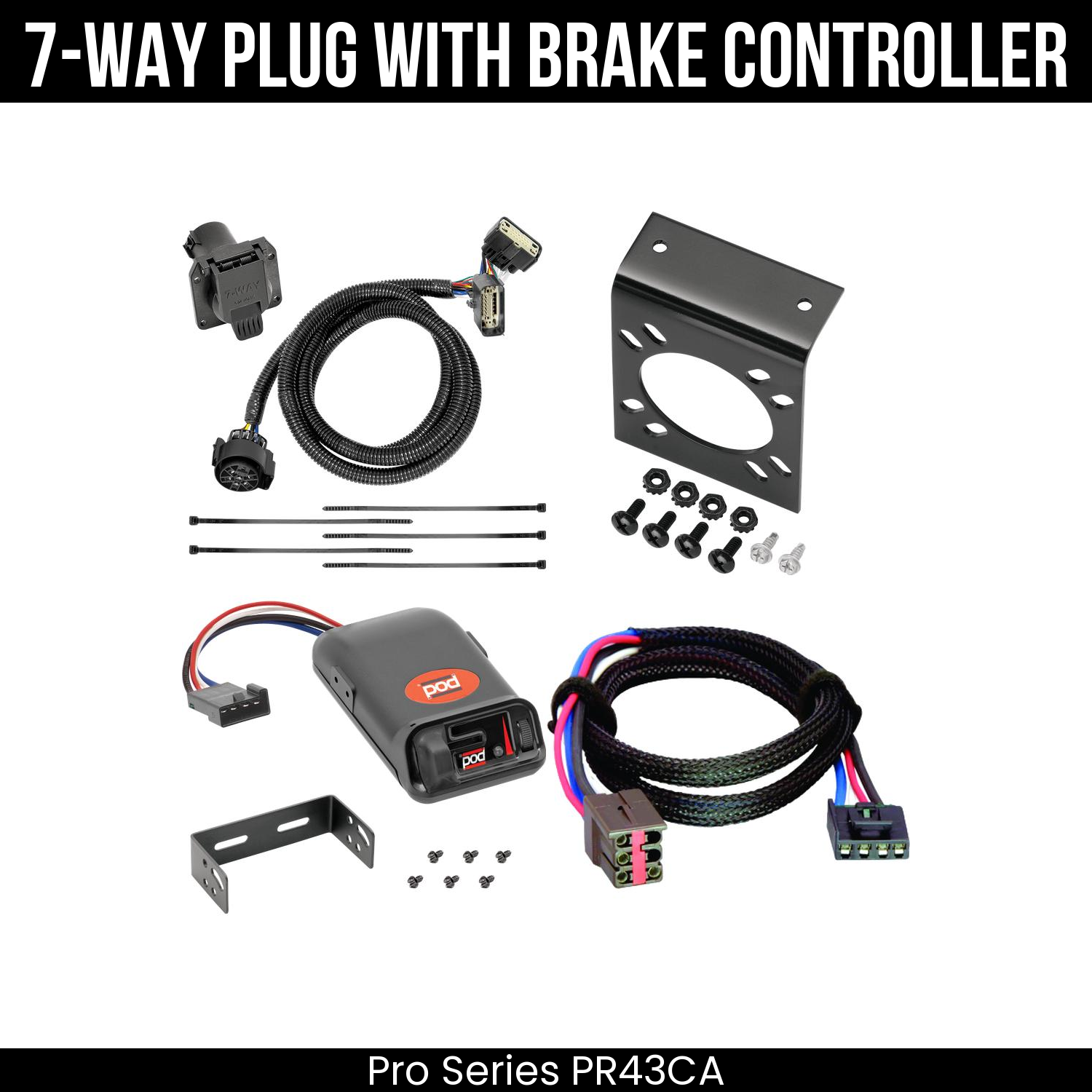 Trailer Wiring 7-Way Plug w/ Bracket , Pro Series POD Brake Control