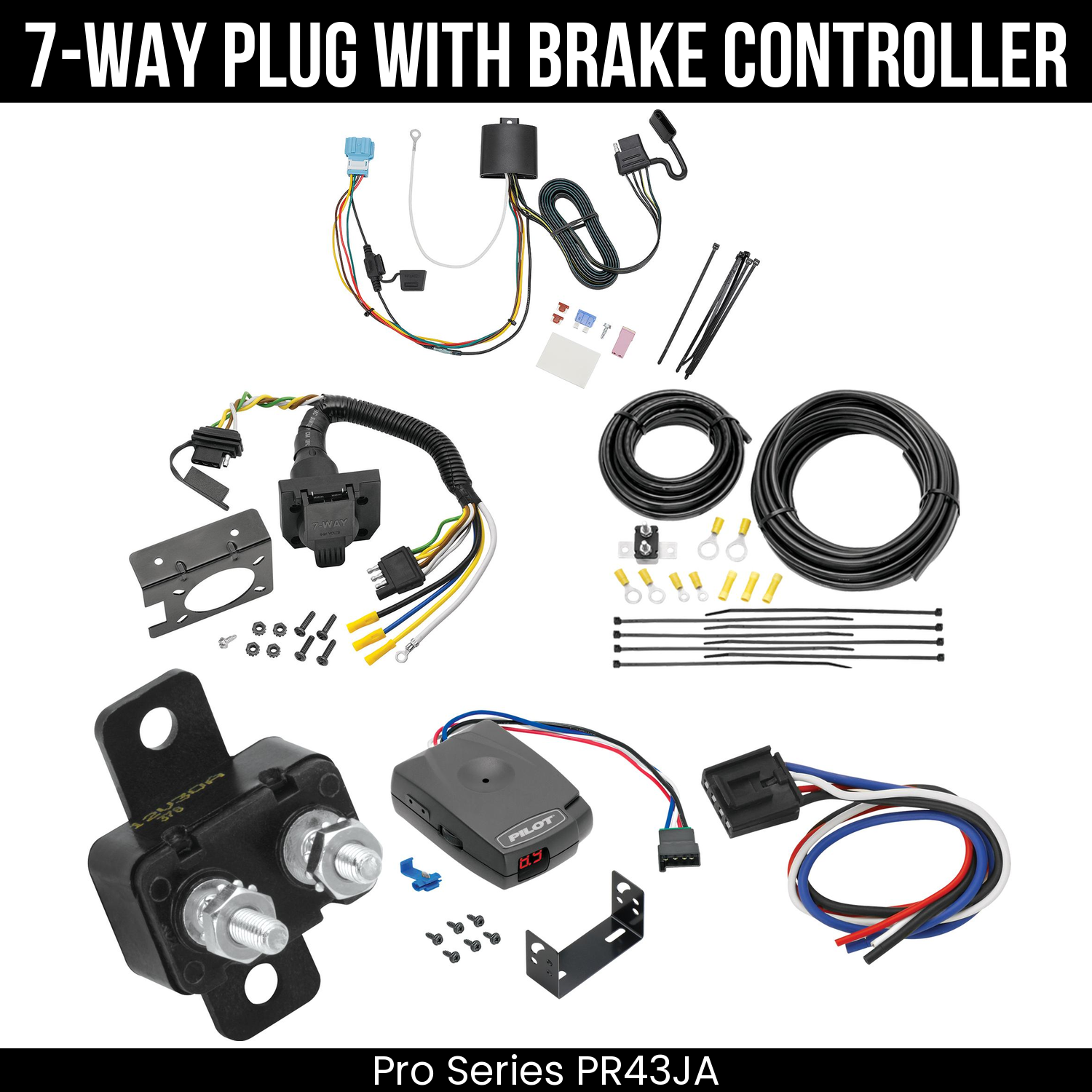 Trailer Wiring 7-Way Plug w/ Bracket , Pro Series Pilot Brake Control