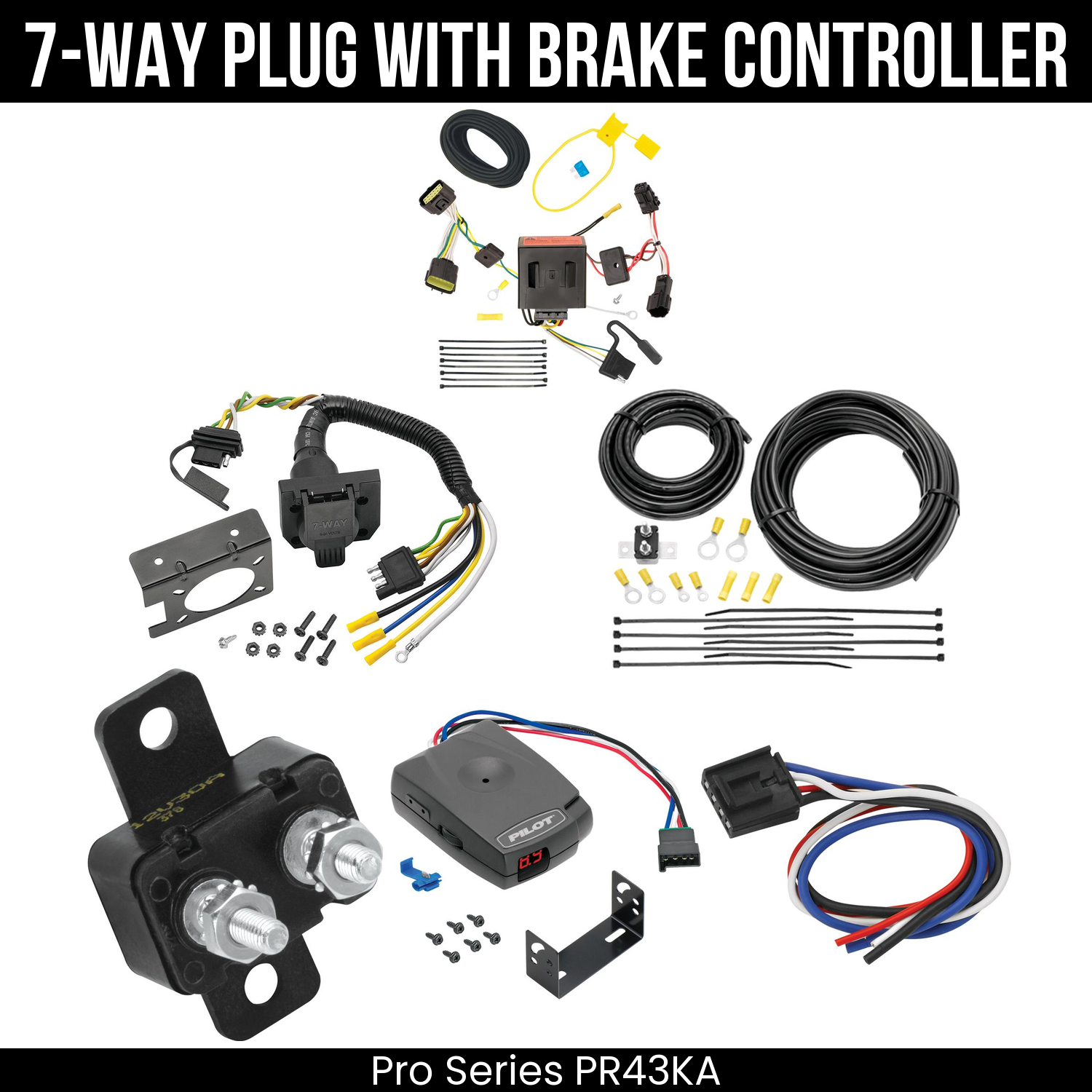 Trailer Wiring 7-Way Plug w/ Bracket , Pro Series Pilot Brake Control