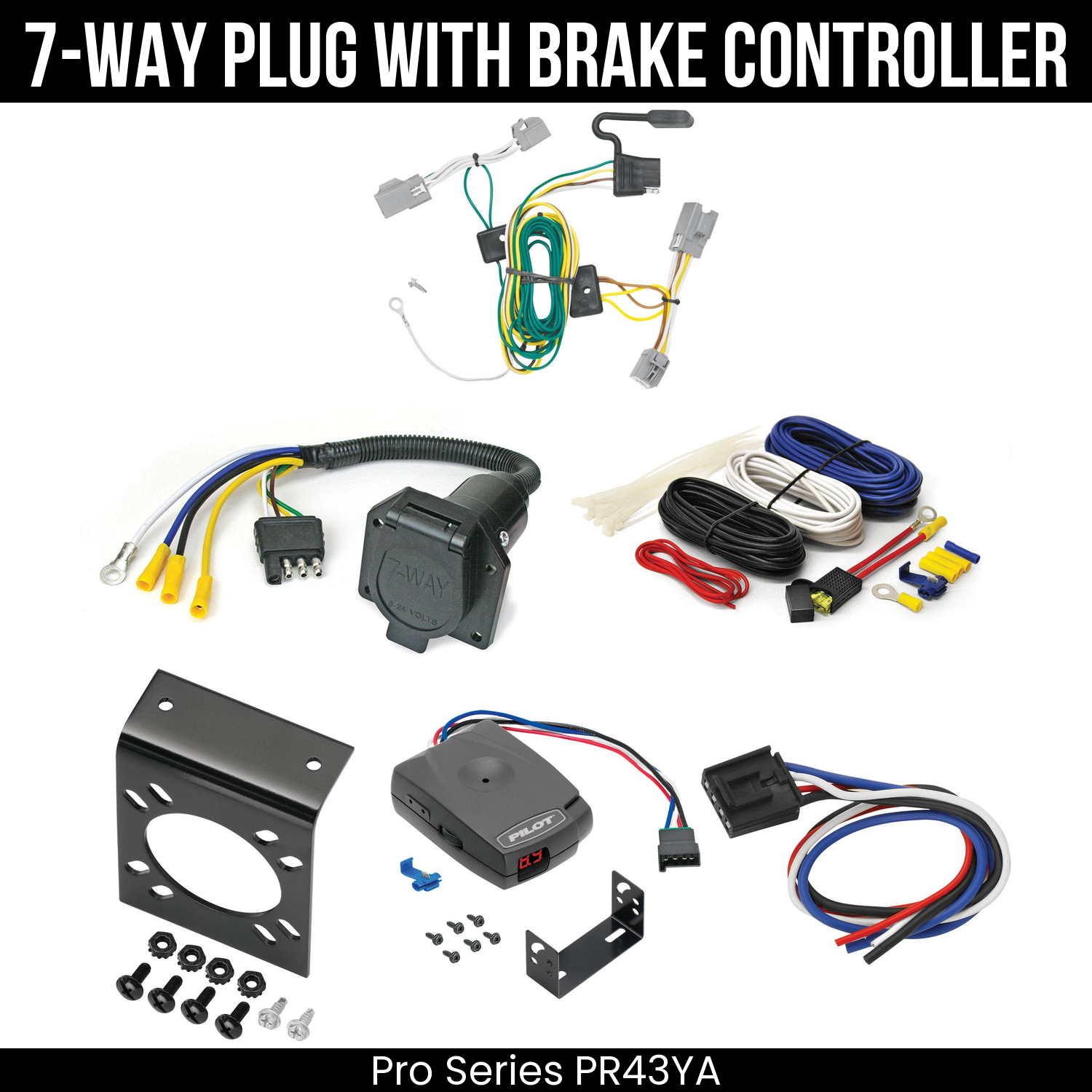 Trailer Wiring 7-Way Economy Plug w/ Bracket , Pro Series Pilot Brake Control