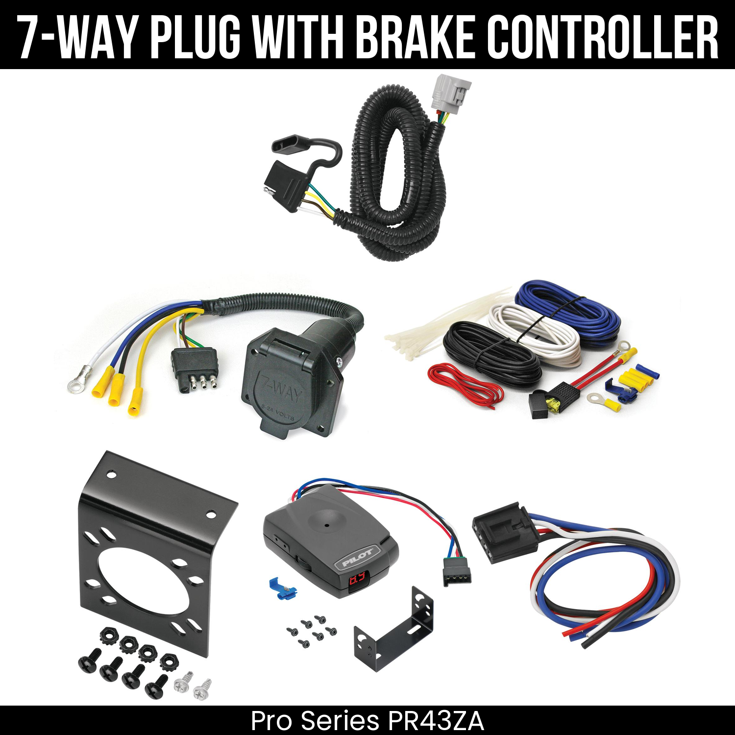 Trailer Wiring 7-Way Economy Plug w/ Bracket , Pro Series Pilot Brake Control