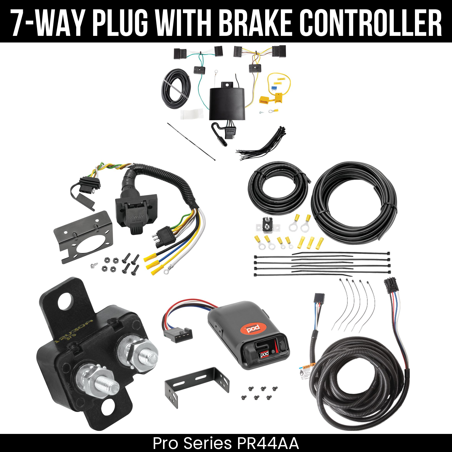 Trailer Wiring 7-Way Plug w/ Bracket , Pro Series POD Brake Control