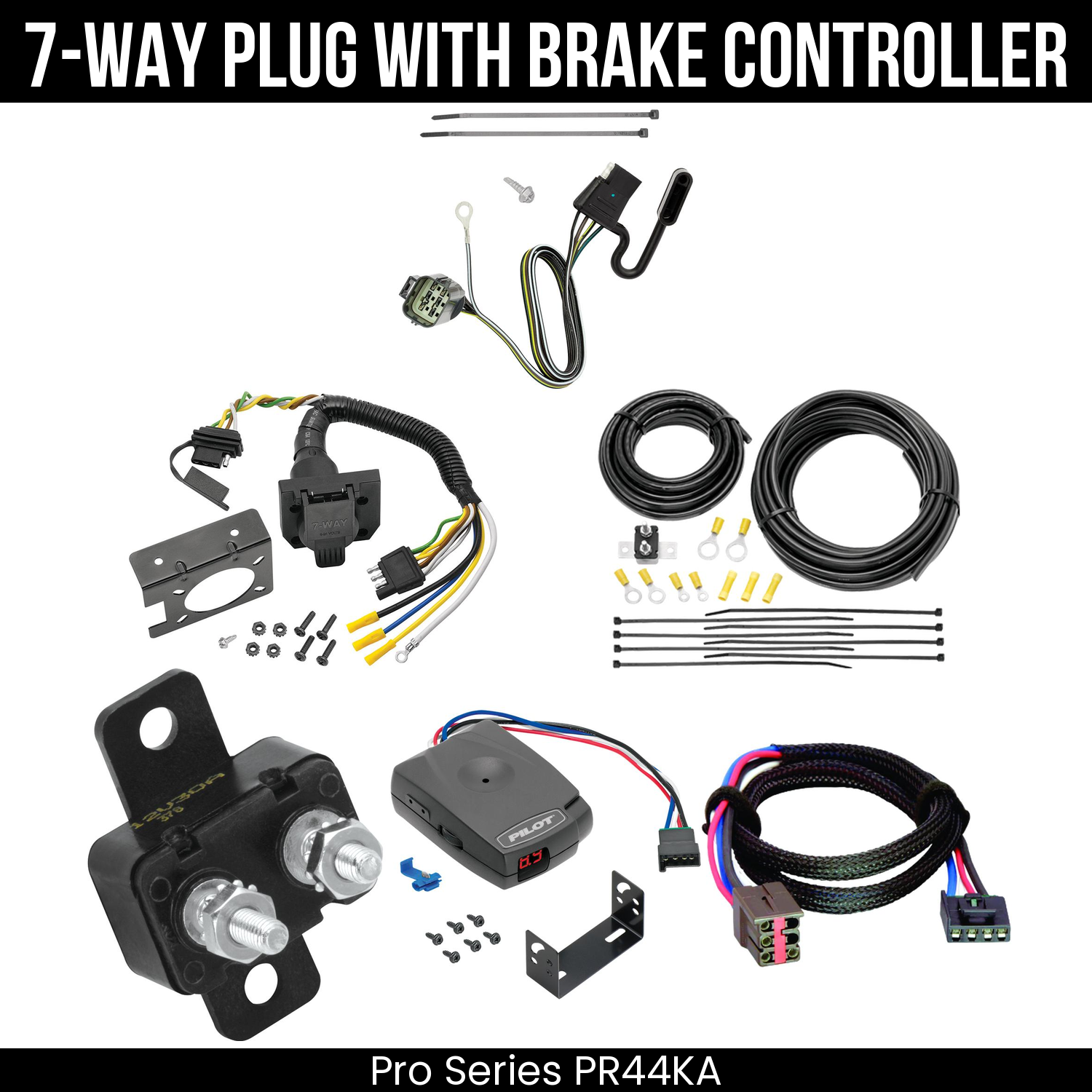 Trailer Wiring 7-Way Plug w/ Bracket , Pro Series Pilot Brake Control