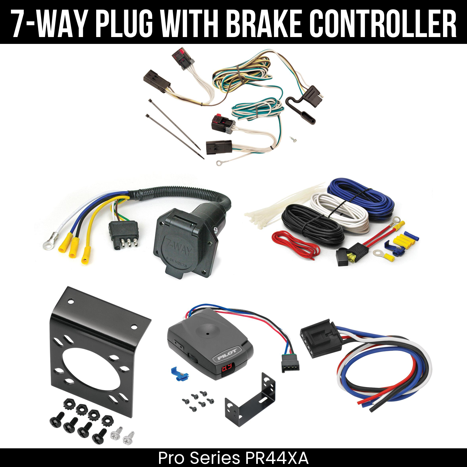 Trailer Wiring 7-Way Economy Plug w/ Bracket , Pro Series Pilot Brake Control
