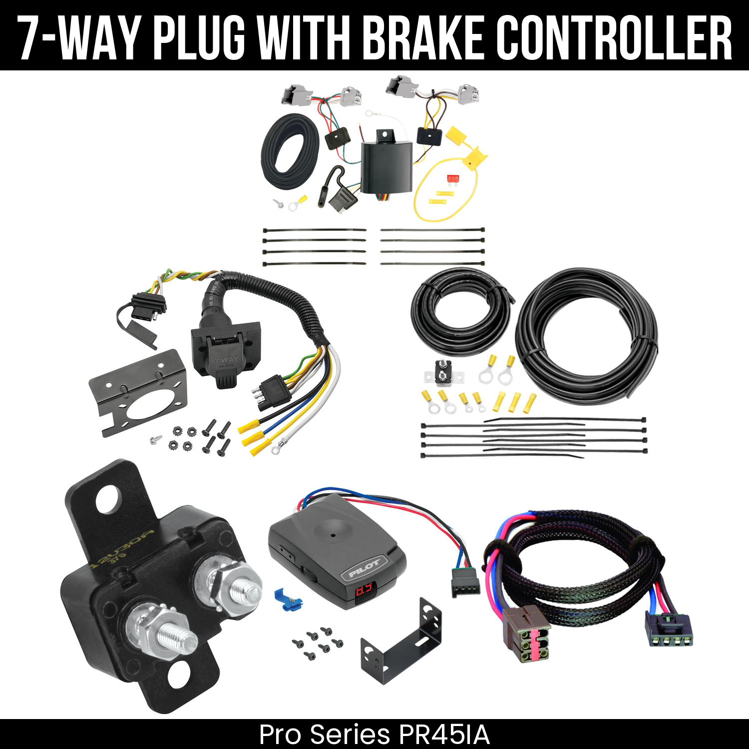 Trailer Wiring 7-Way Plug w/ Bracket , Pro Series Pilot Brake Control