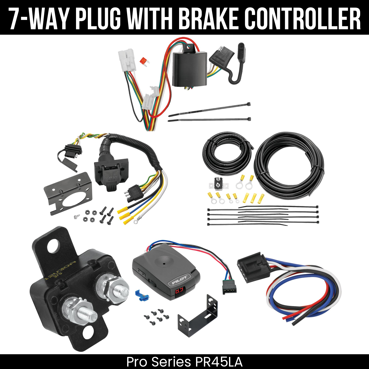 Trailer Wiring 7-Way Plug w/ Bracket , Pro Series Pilot Brake Control