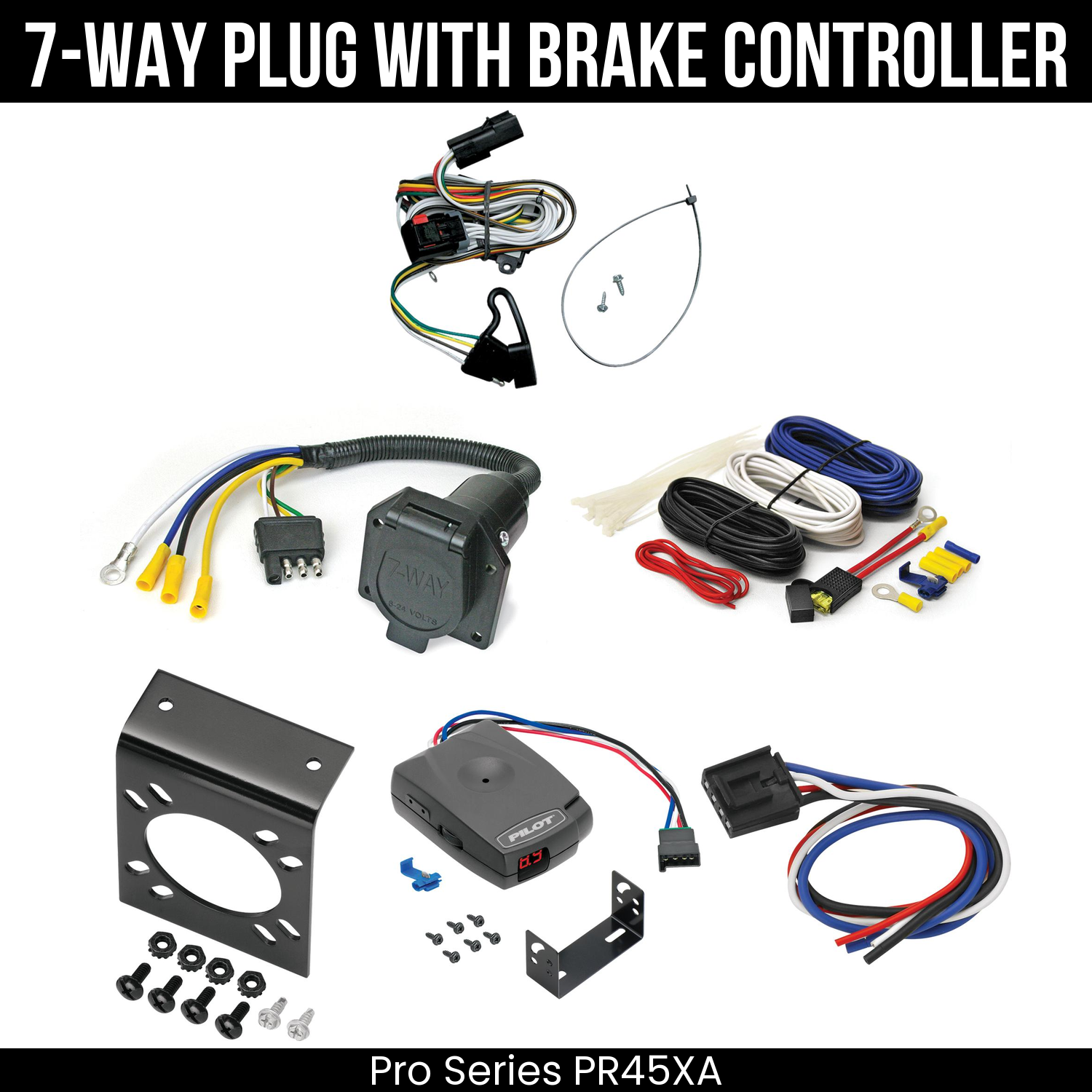 Trailer Wiring 7-Way Economy Plug w/ Bracket , Pro Series Pilot Brake Control