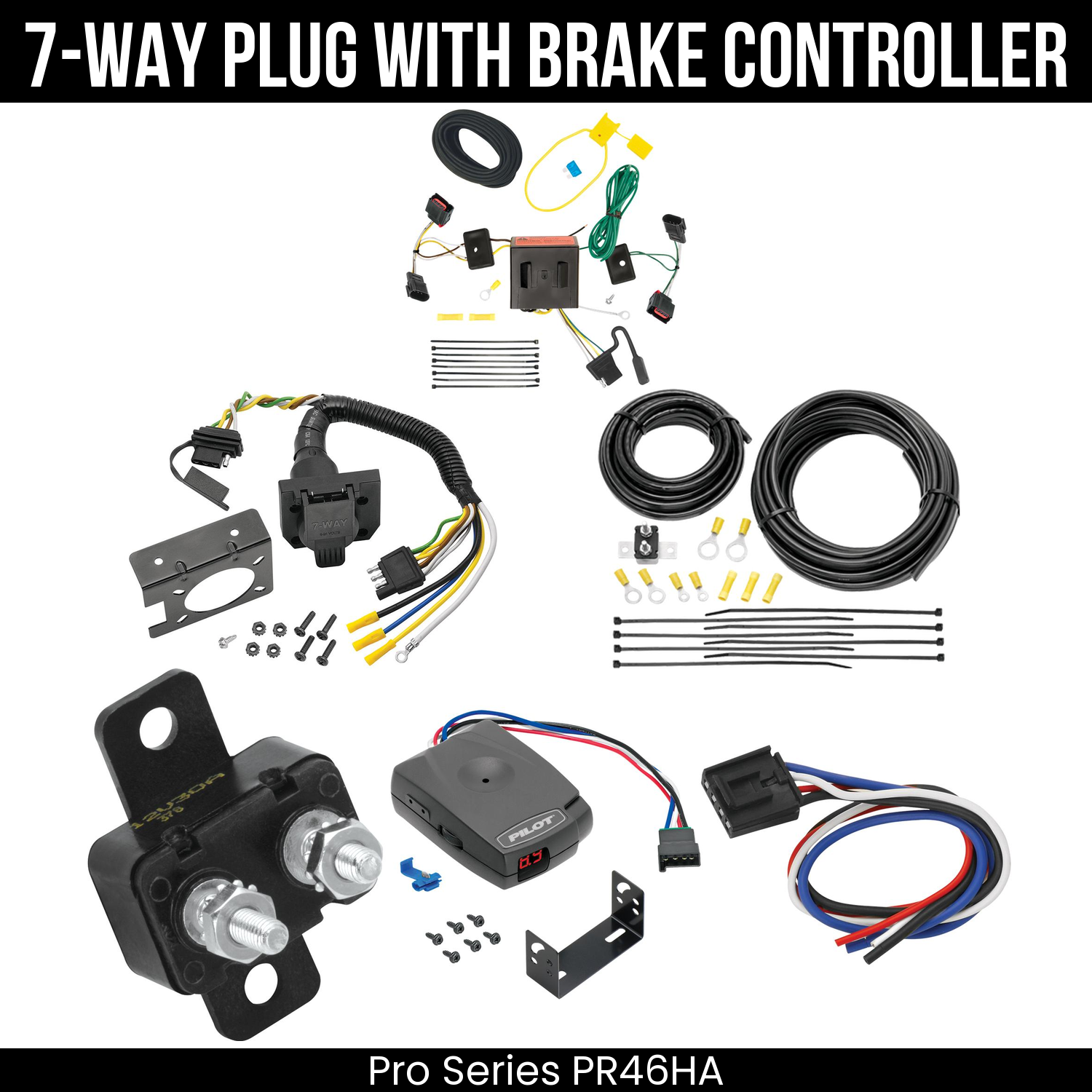Trailer Wiring 7-Way Plug w/ Bracket , Pro Series Pilot Brake Control