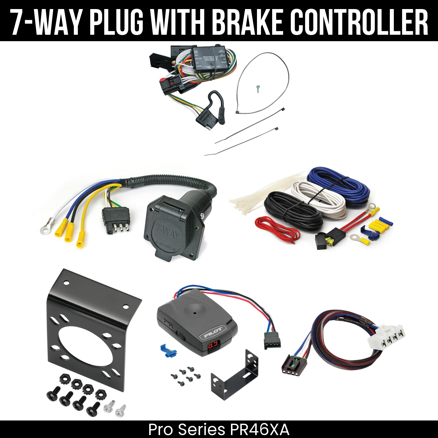 Trailer Wiring 7-Way Economy Plug w/ Bracket , Pro Series Pilot Brake Control