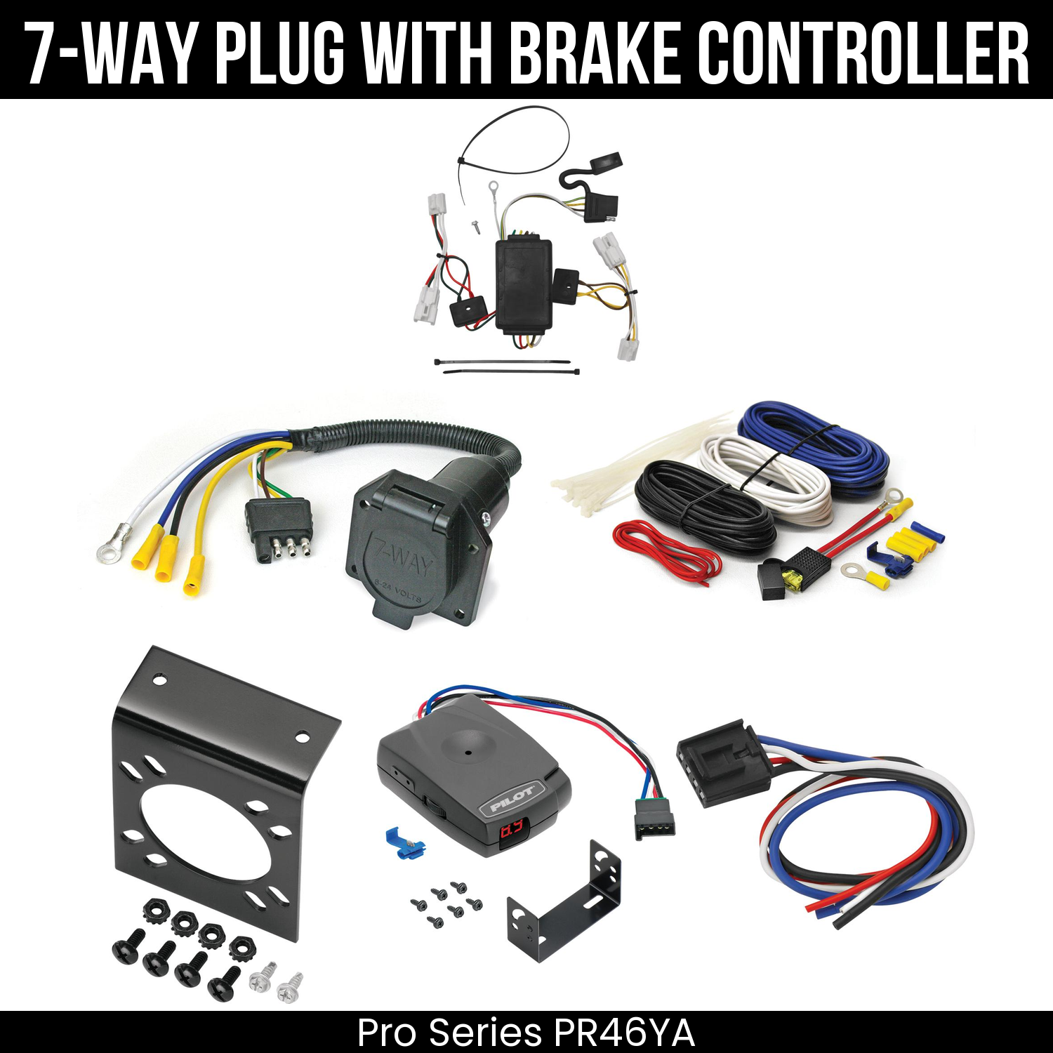 Trailer Wiring 7-Way Economy Plug w/ Bracket , Pro Series Pilot Brake Control