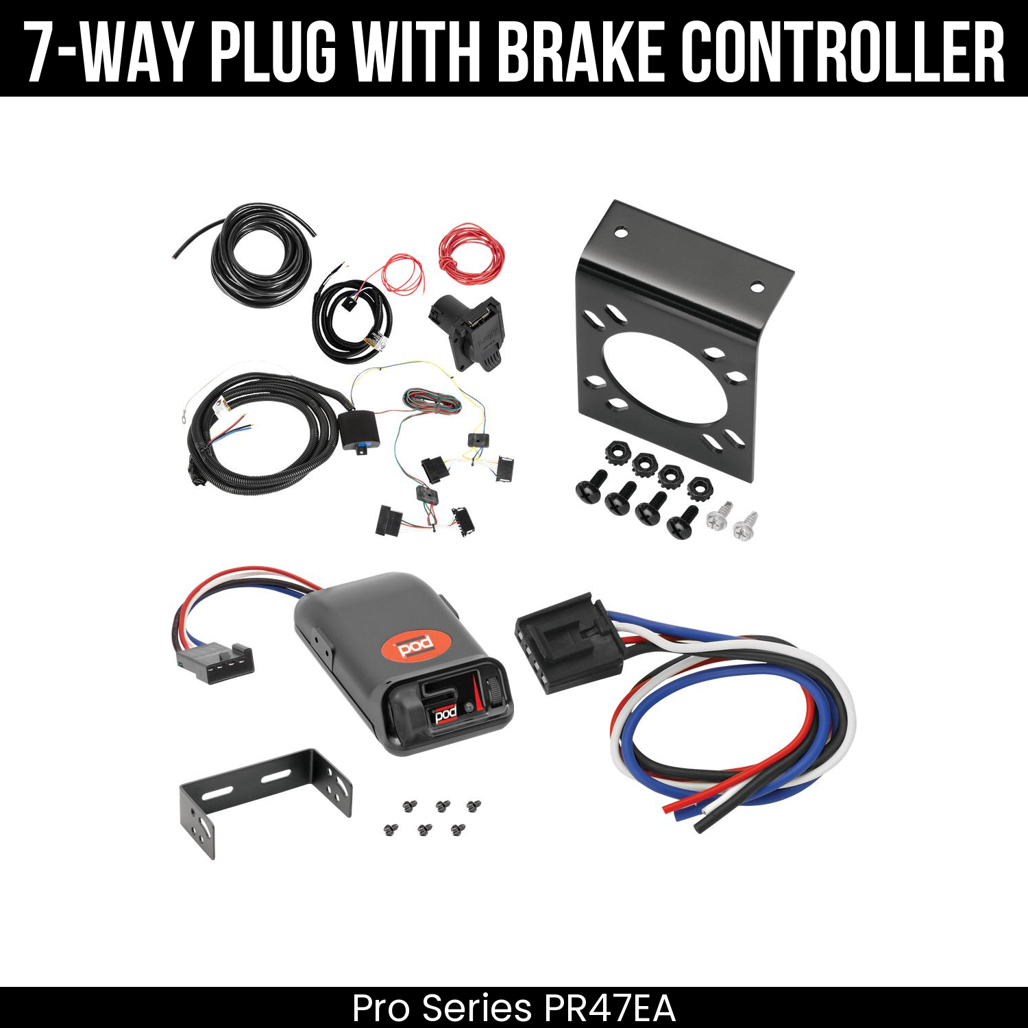 Trailer Wiring 7-Way Plug w/ Bracket , Pro Series POD Brake Control