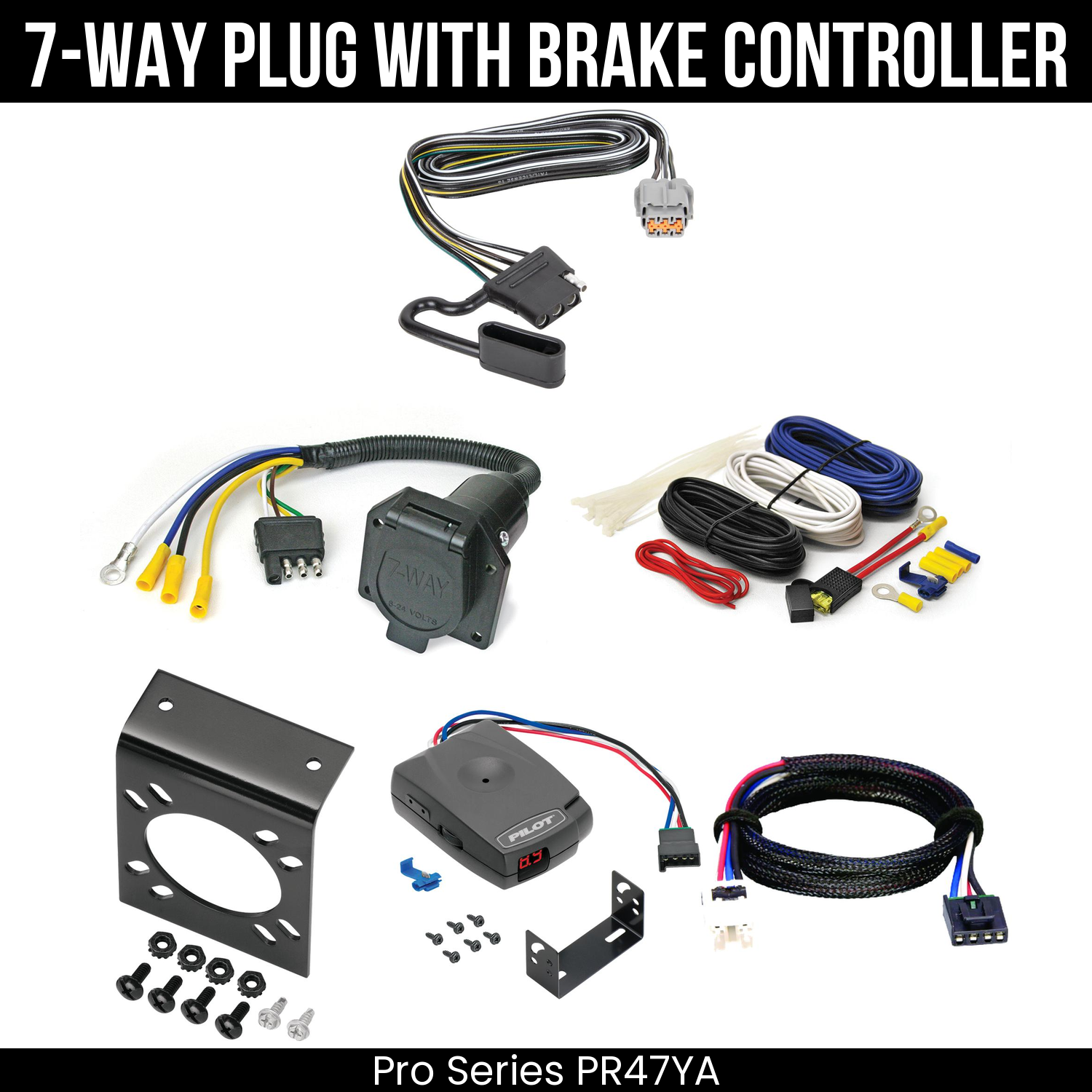 Trailer Wiring 7-Way Economy Plug w/ Bracket , Pro Series Pilot Brake Control