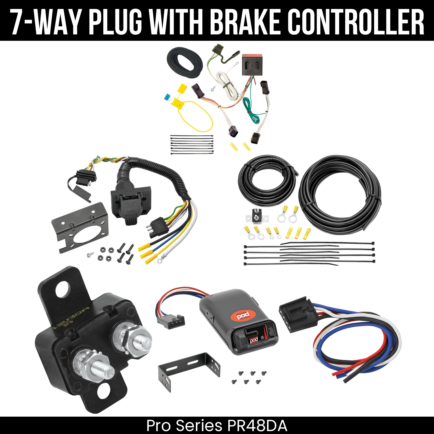 Trailer Wiring 7-Way Plug w/ Bracket , Pro Series POD Brake Control