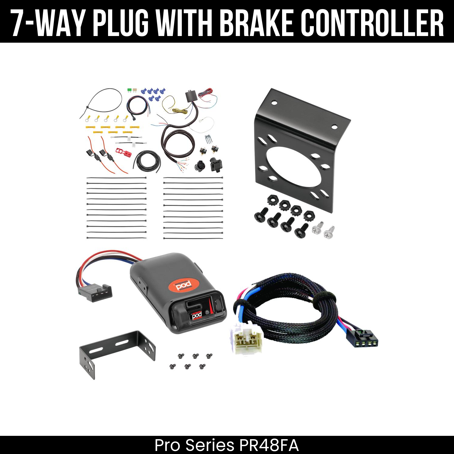 Trailer Wiring 7-Way Plug w/ Bracket , Pro Series POD Brake Control