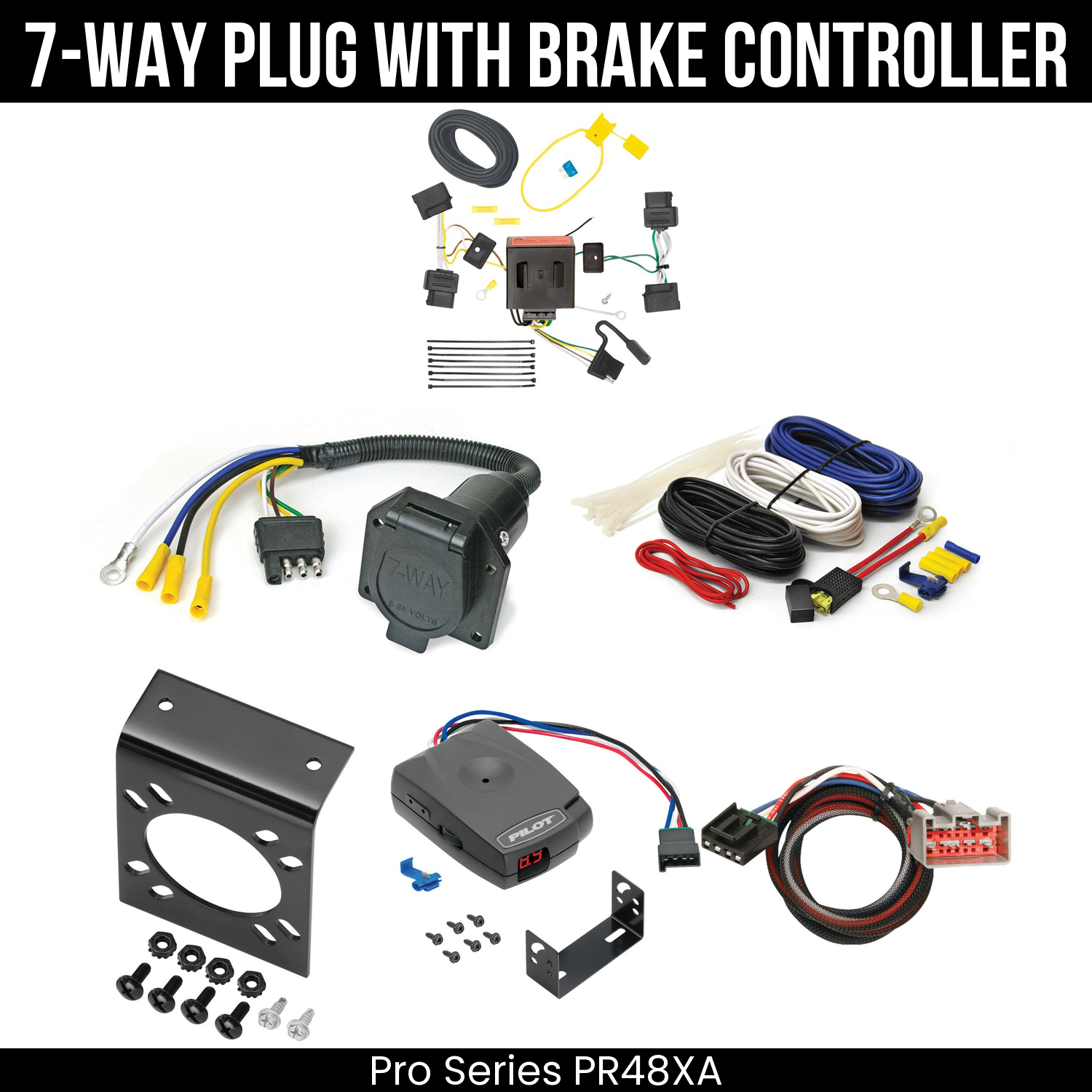 Trailer Wiring 7-Way Economy Plug w/ Bracket , Pro Series Pilot Brake Control