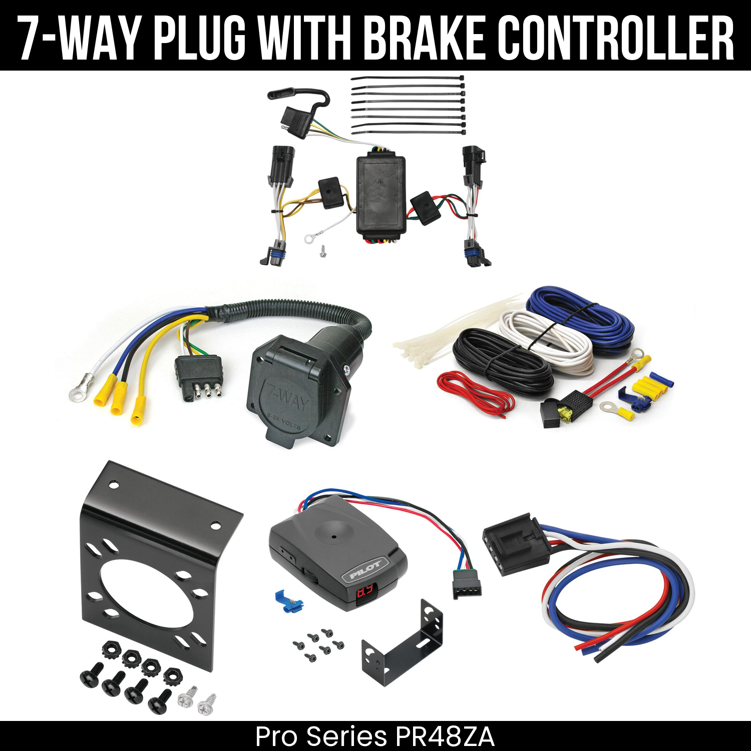 Trailer Wiring 7-Way Economy Plug w/ Bracket , Pro Series Pilot Brake Control
