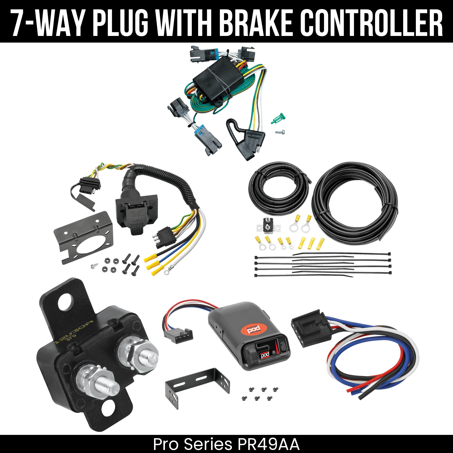 Trailer Wiring 7-Way Plug w/ Bracket , Pro Series POD Brake Control