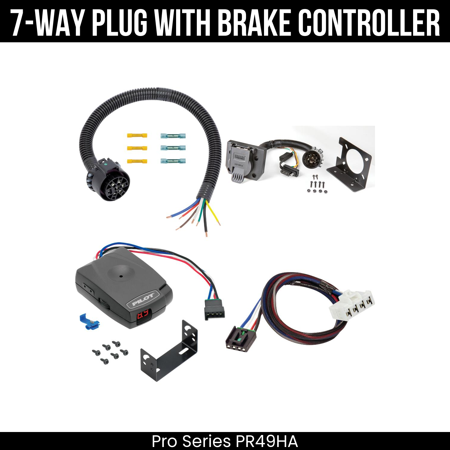 Trailer Wiring 7-Way Plug w/ Bracket , Pro Series Pilot Brake Control