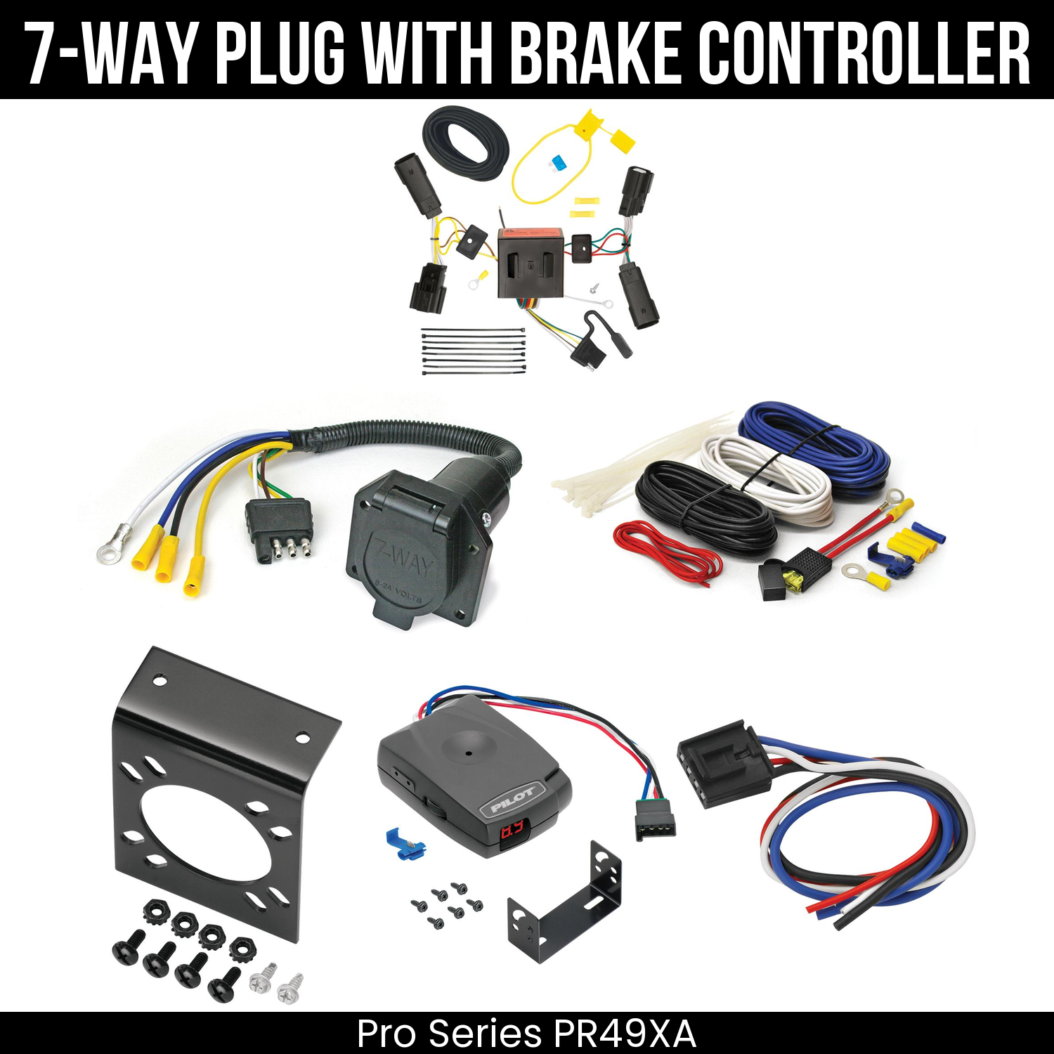 Trailer Wiring 7-Way Economy Plug w/ Bracket , Pro Series Pilot Brake Control