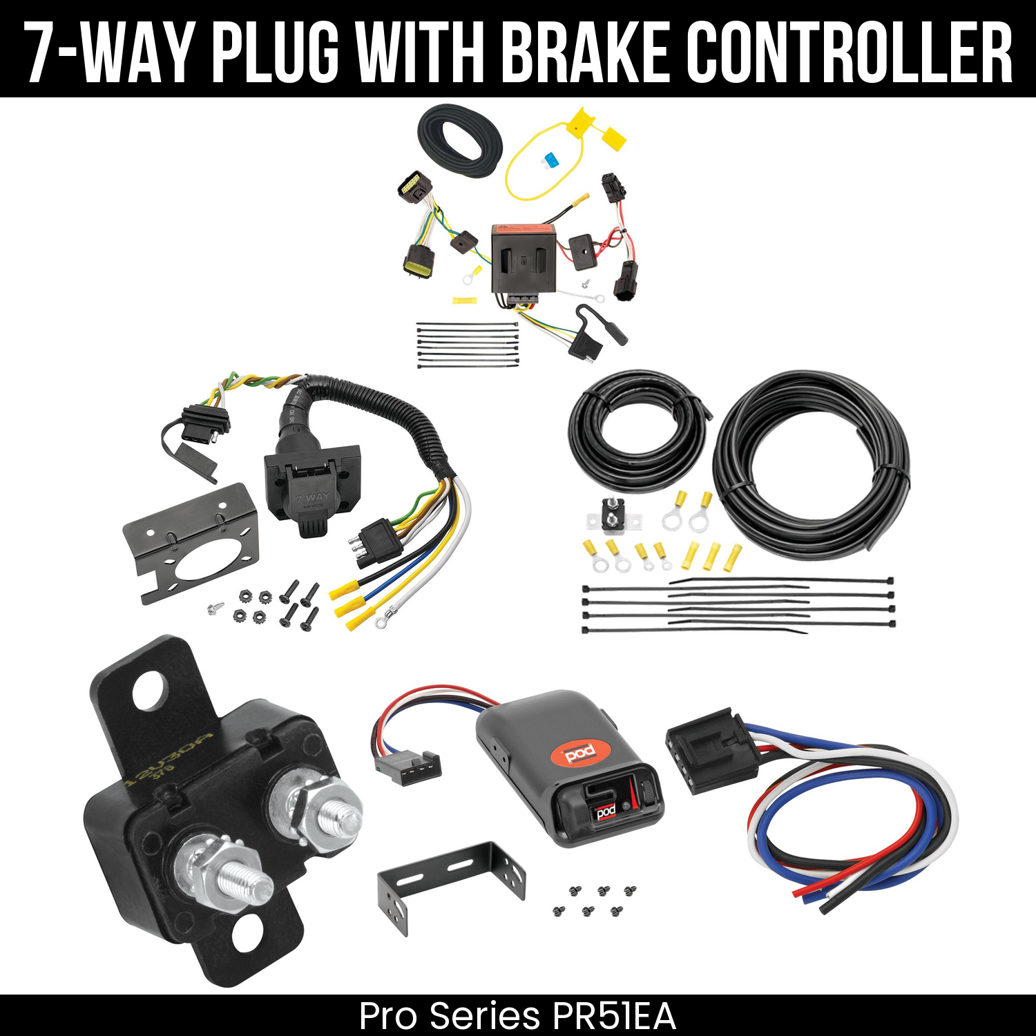 Trailer Wiring 7-Way Plug w/ Bracket , Pro Series POD Brake Control